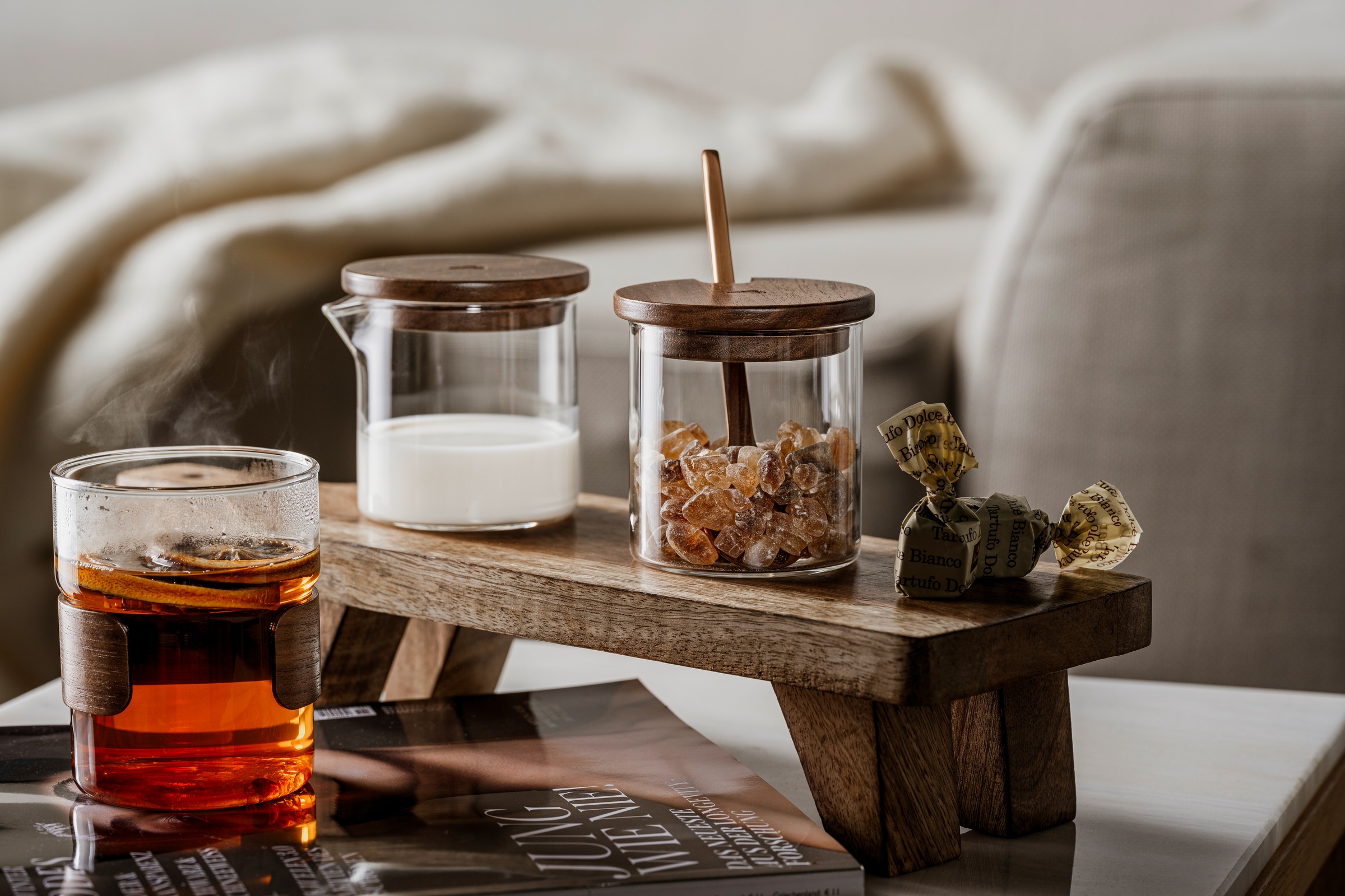 LEONARDO Milch- und Zuckerset »NOVO LEGNO«, (Set, 4 tlg., Set), Milchgießer und Zuckerdose mit Holzdeckel
