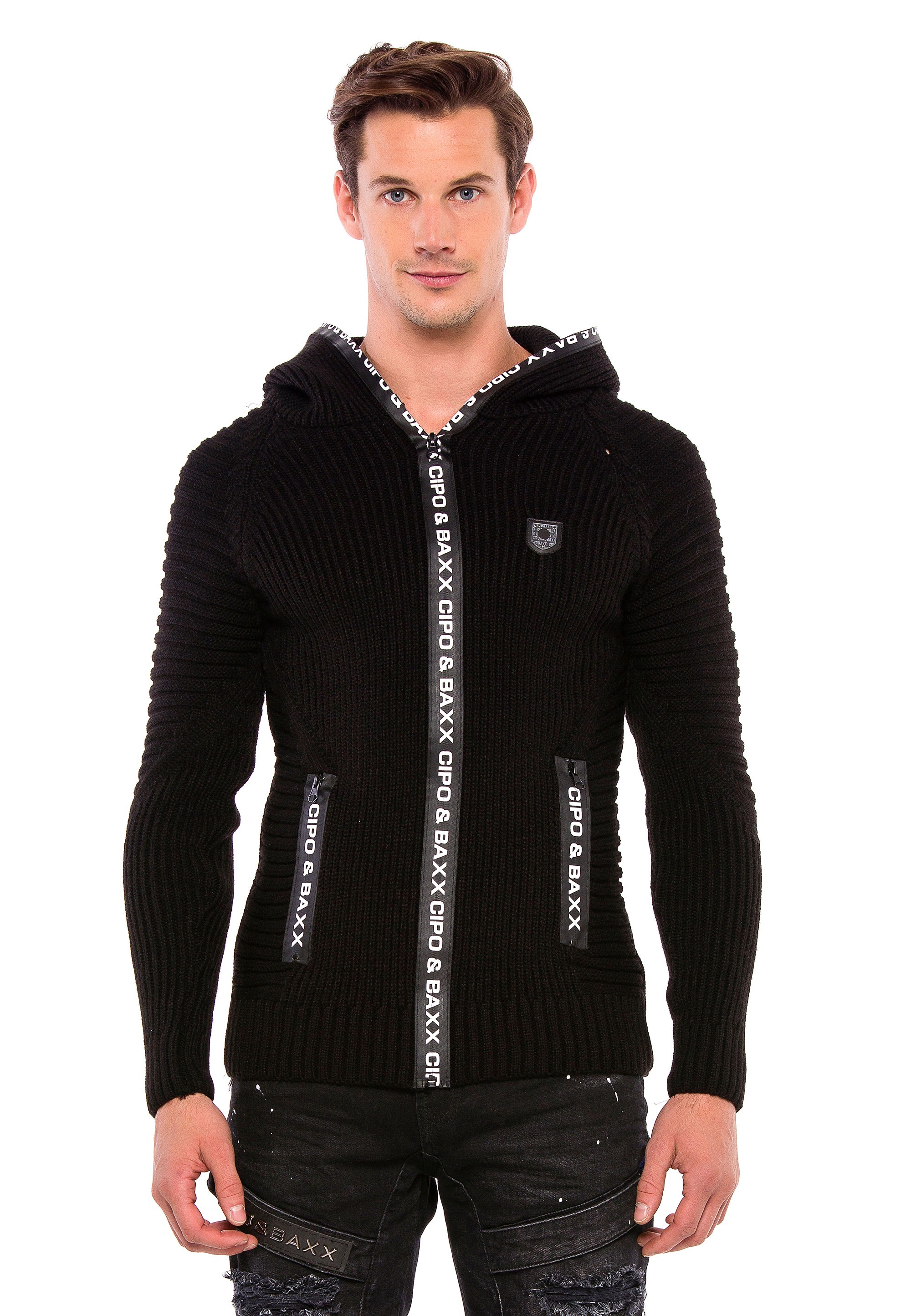 Cipo & Baxx Sweatjacke, mit Markendruck