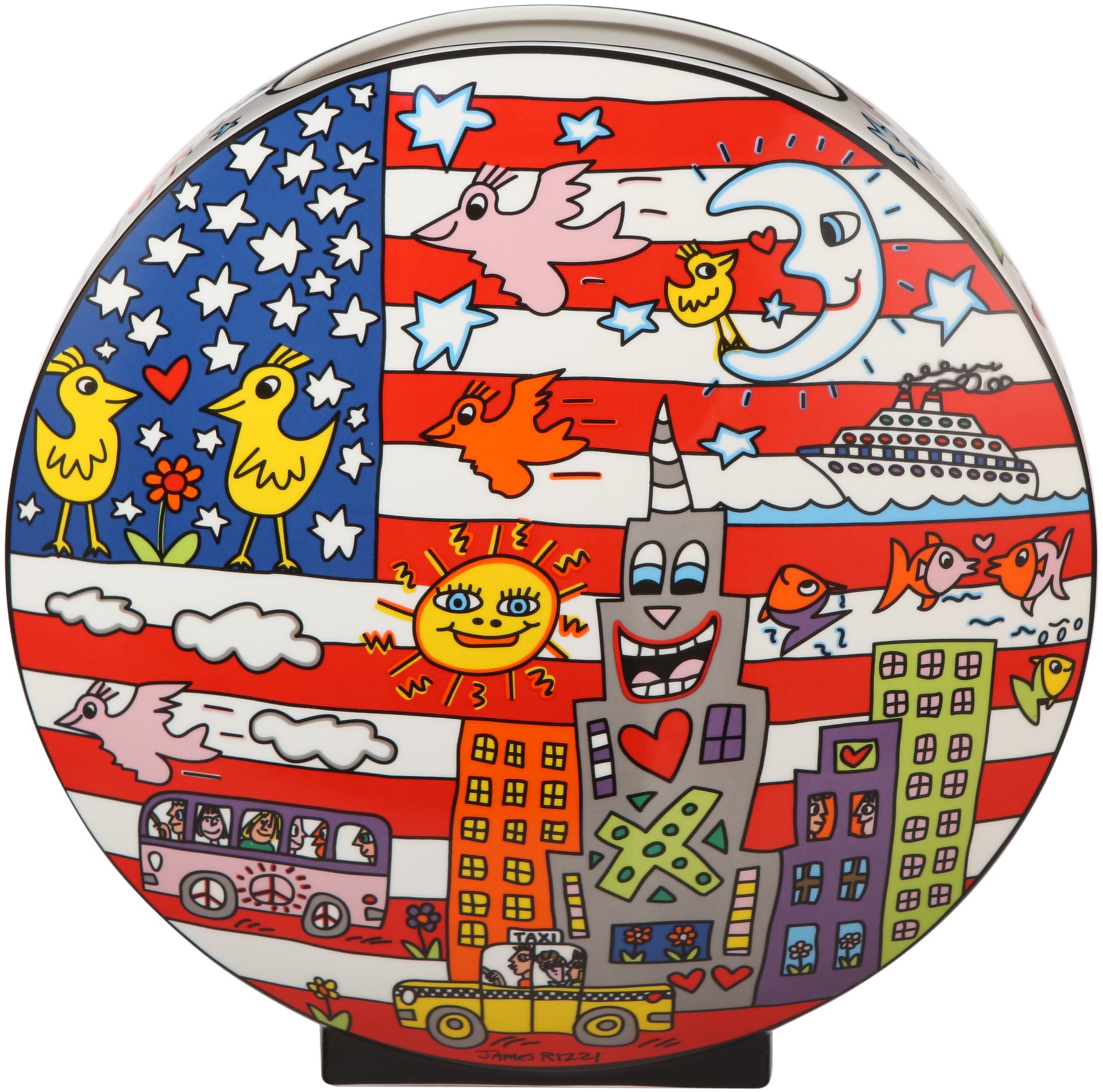 Goebel Dekovase "Rizzi", Pop Art, Porzellan, James Rizzi - Living in the USA