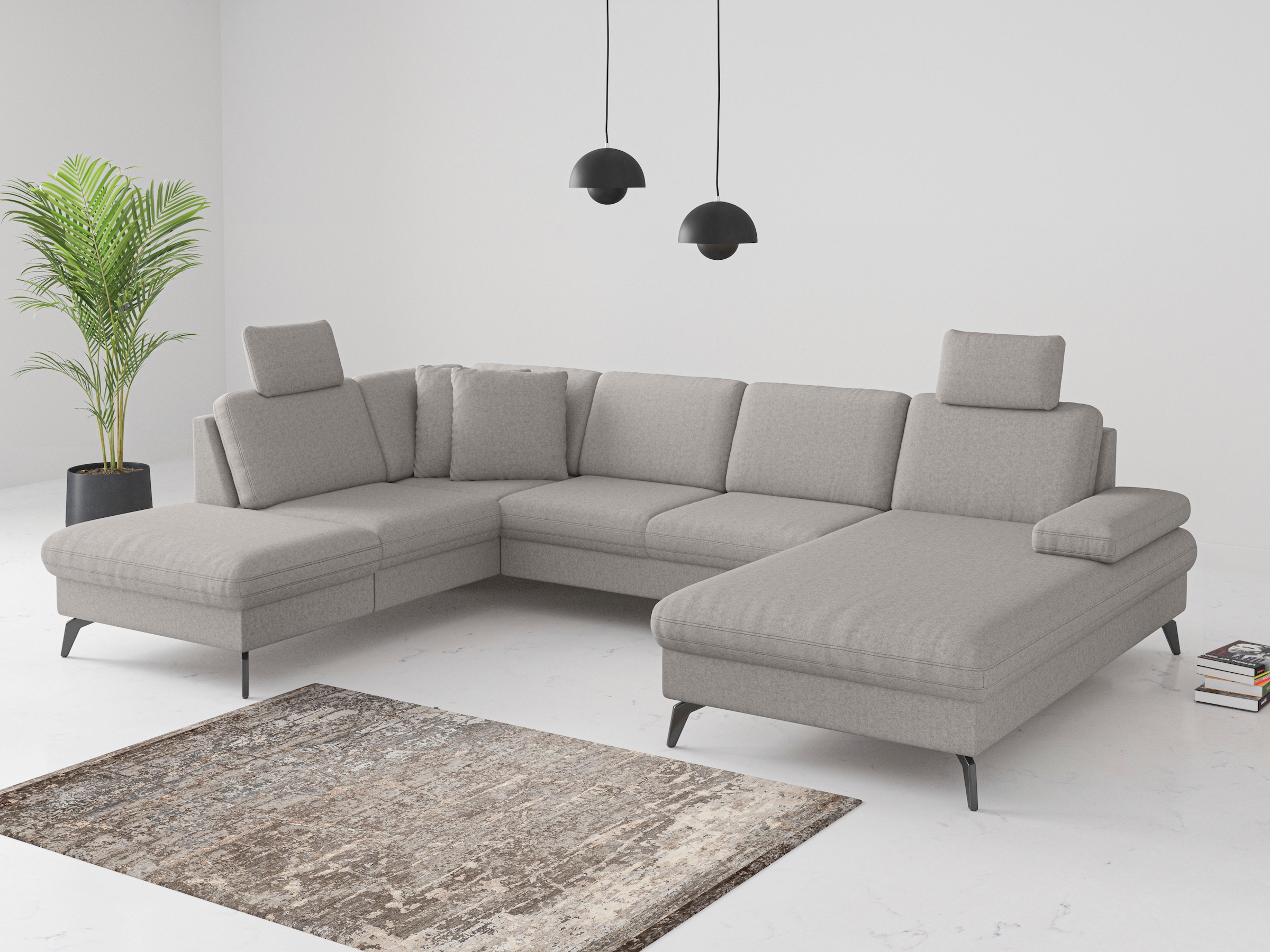 sit&more Wohnlandschaft »Morris Jubi U-Form«, inkl. Armteilfunktion und 1 Zierkissen, wahlweise mit Bettfunktion