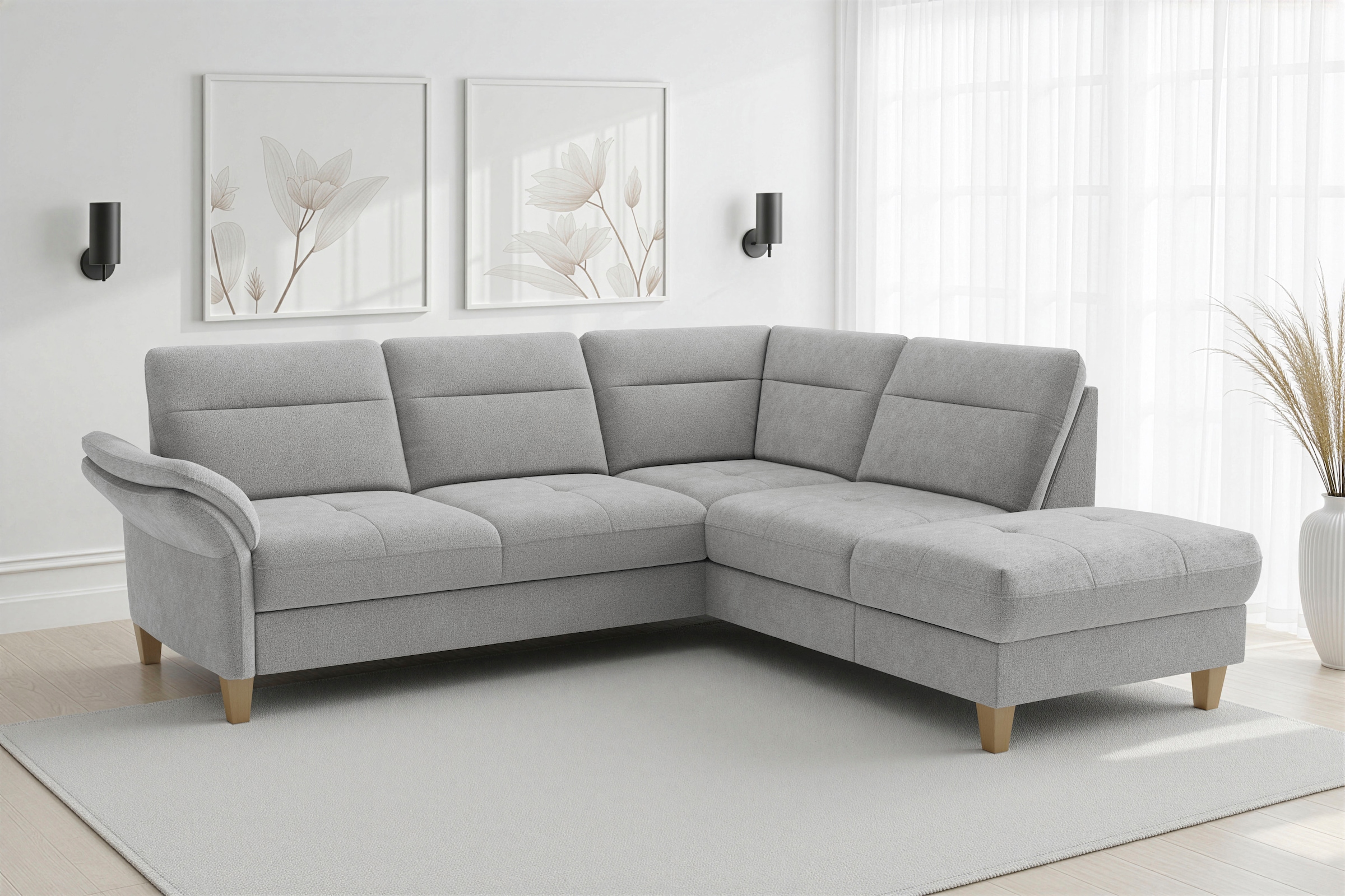 sit&more "Pamela L-Form, B: 218 cm, optional Schlaffunktion & Bettkasten" mit Federkern