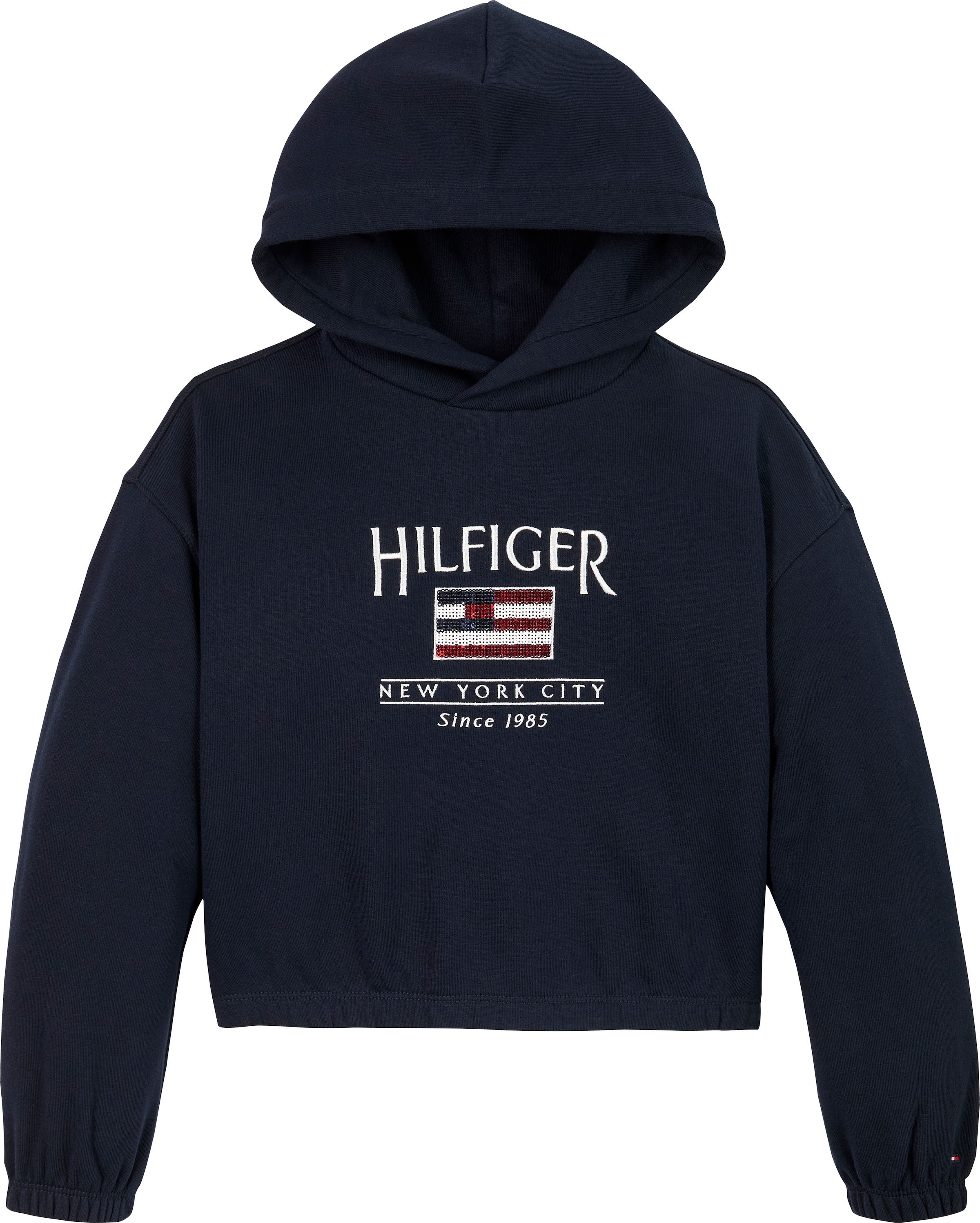 Kapuzensweatshirt »HILFIGER SEQUIN FLAG HOODIE«, mit Pailetten, mit Logostickereien