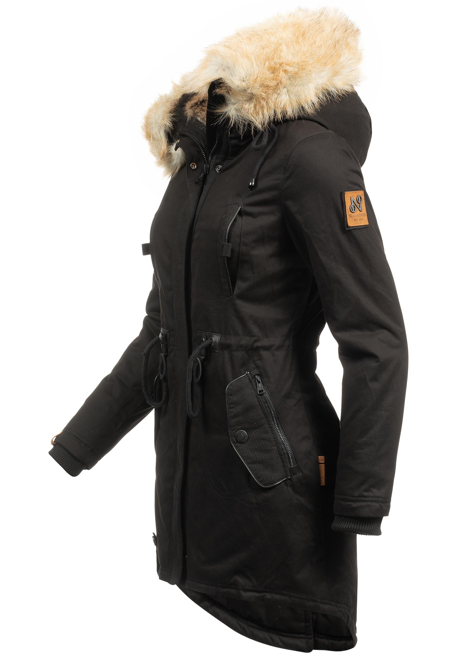 Navahoo Wintermantel »Bombii«, stylischer Damen Winterparka mit Kunstfell-Kapuze