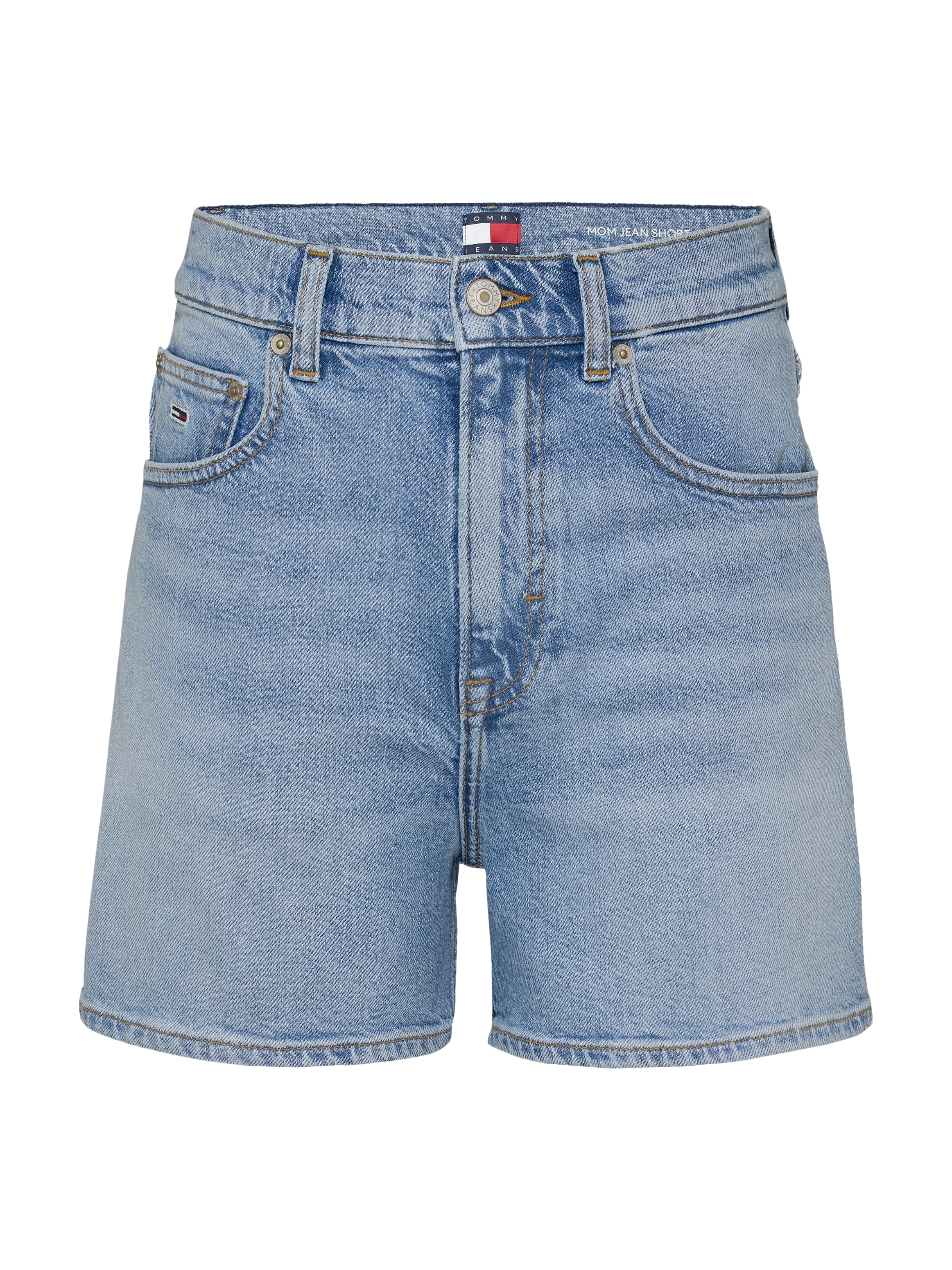Tommy Jeans Shorts »MOM SHORT BI0112«, mit Logo-Badge, in blauer Waschung