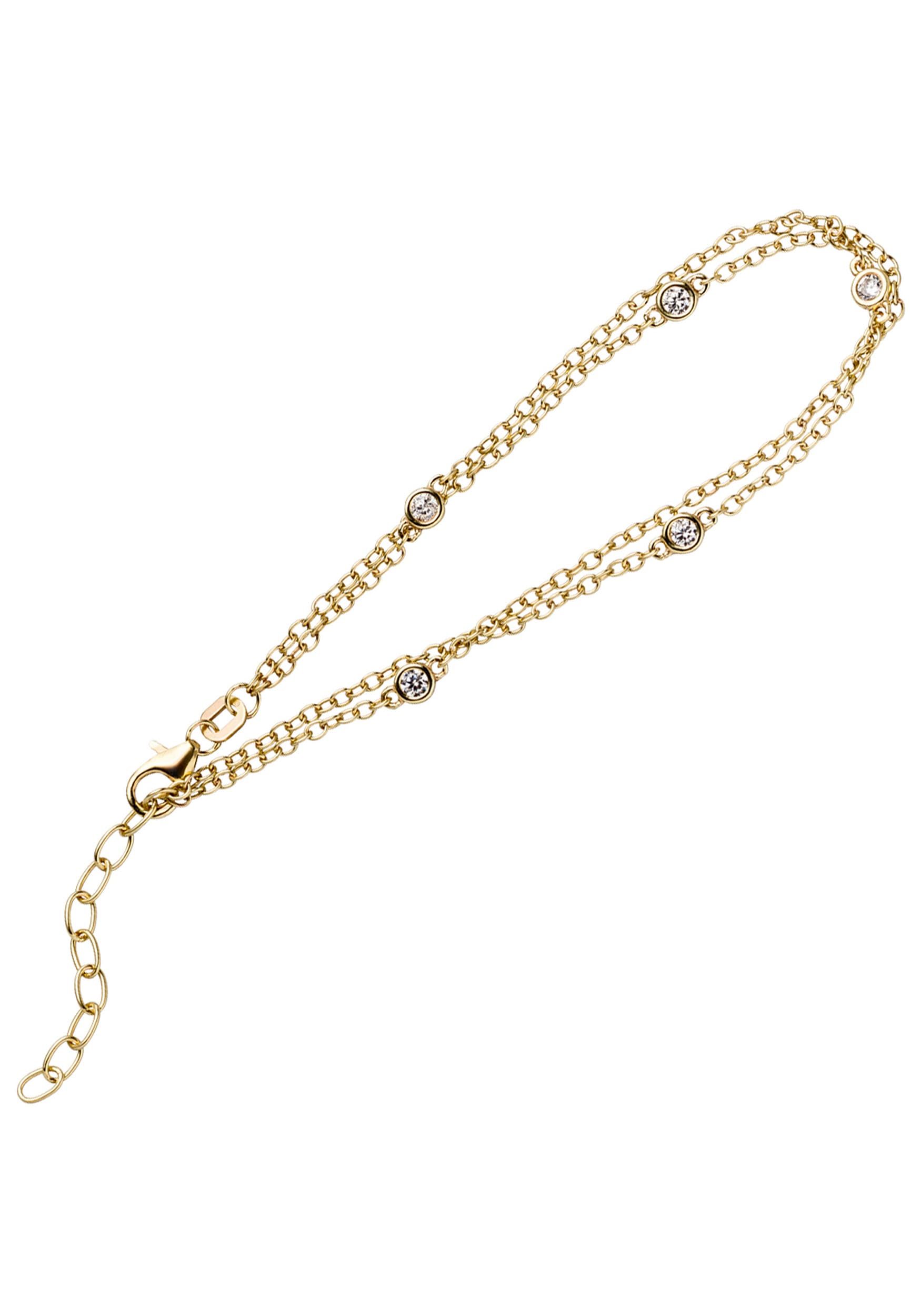 JOBO Armband, 2-reihig 925 Silber vergoldet mit Zirkonia 21 cm