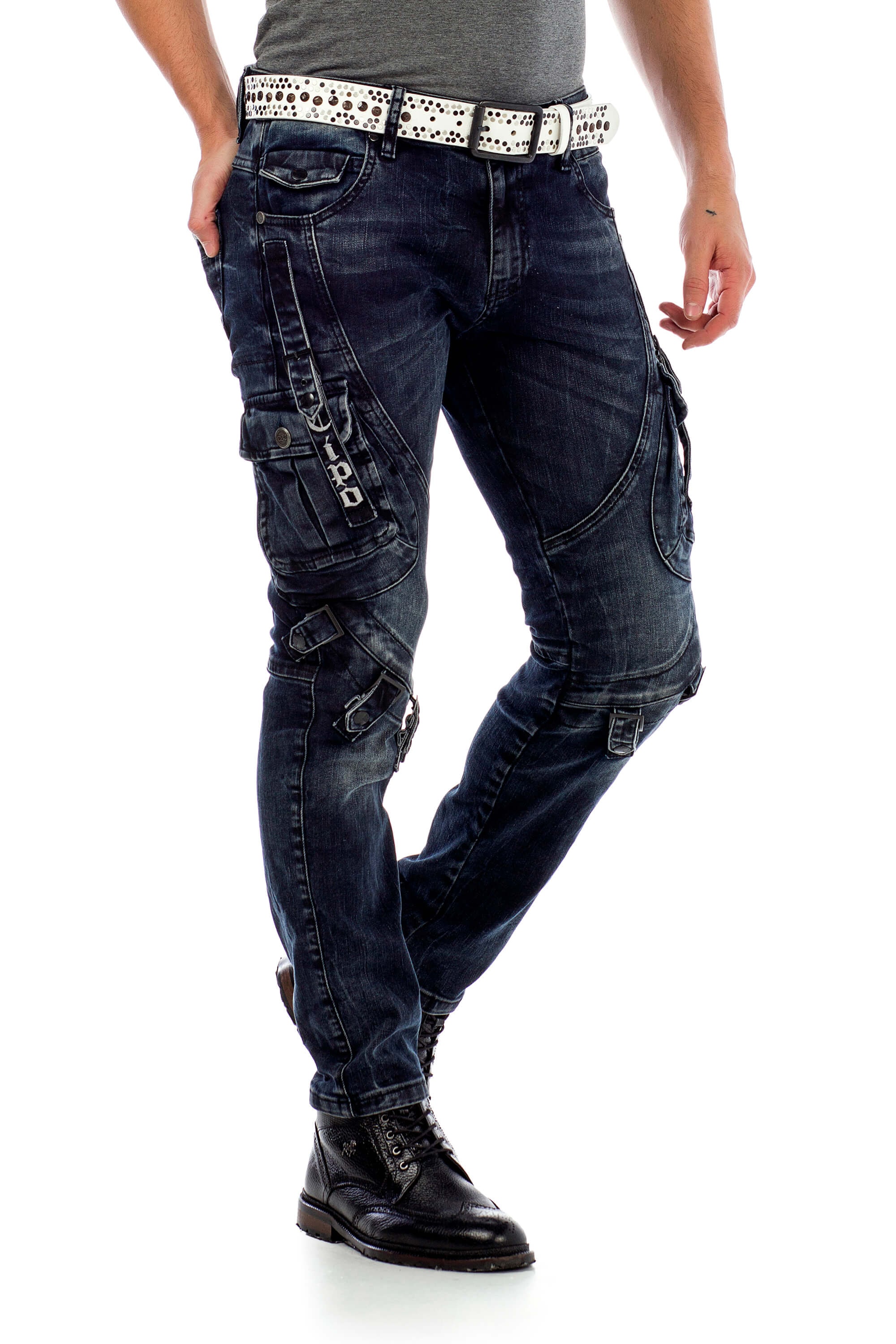 Slim-fit-Jeans, mit Verschlussschnallen in Straight Fit