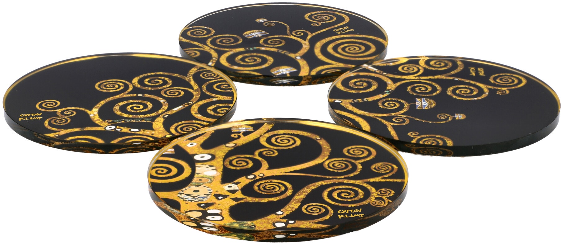 Goebel Getränkeuntersetzer »Gustav Klimt - Der Lebensbaum«, (Set, 4 tlg.), aus der Artis Orbis-Kollektion, Materialmix aus Glas und Porzellan