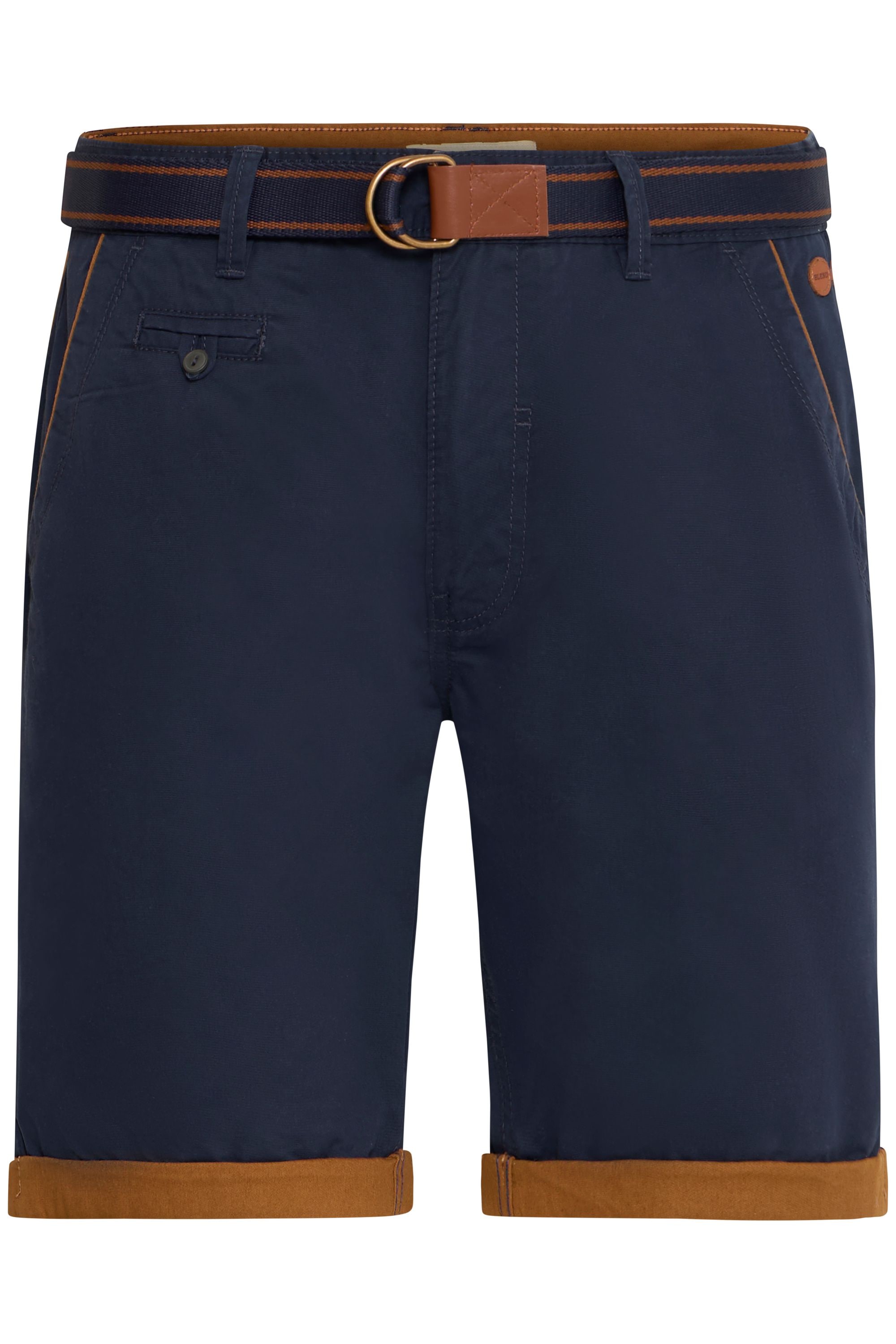 Chinoshorts BLEND "BHNeji", Herren, Gr. XXL, US-Größen, navy, Web, 100% Baumwolle, unifarben, regular fit kurz, Hosen Chinoshorts, Chino Shorts mit umgeschlagenen Hosenbeinen in Kontrastfarbe