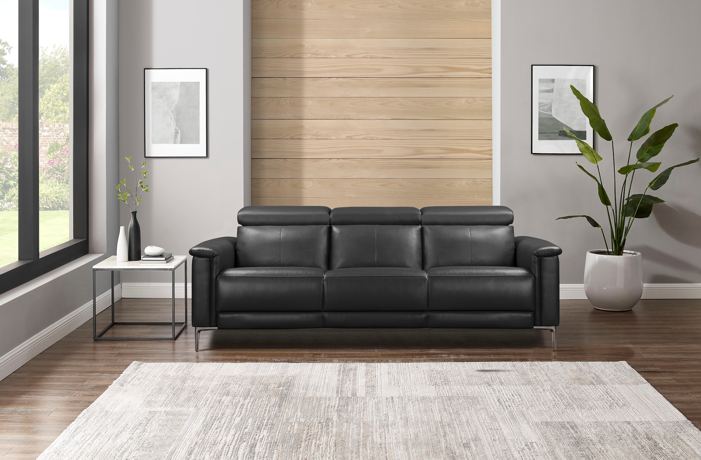 OTTO home 3-Sitzer "LUND,Naturleder, 222 cm, man. o. elektr. Relaxfunktion in 2 Sitzen" (links/rechts), USB-A bei elektrischer Ausführung, Kopfteilverstellung