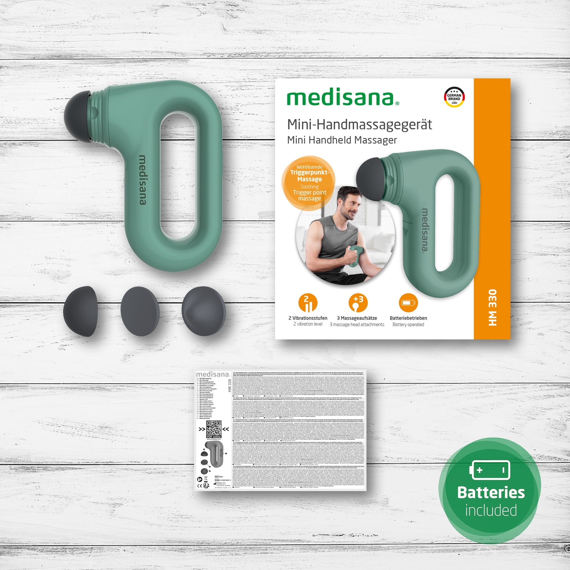 Medisana Beruhigungs- und Entspannungsgerät »HM 330«, (Set, 4 tlg.), Mini-Handmassagegerät mit entspannender Vibrationsmassage