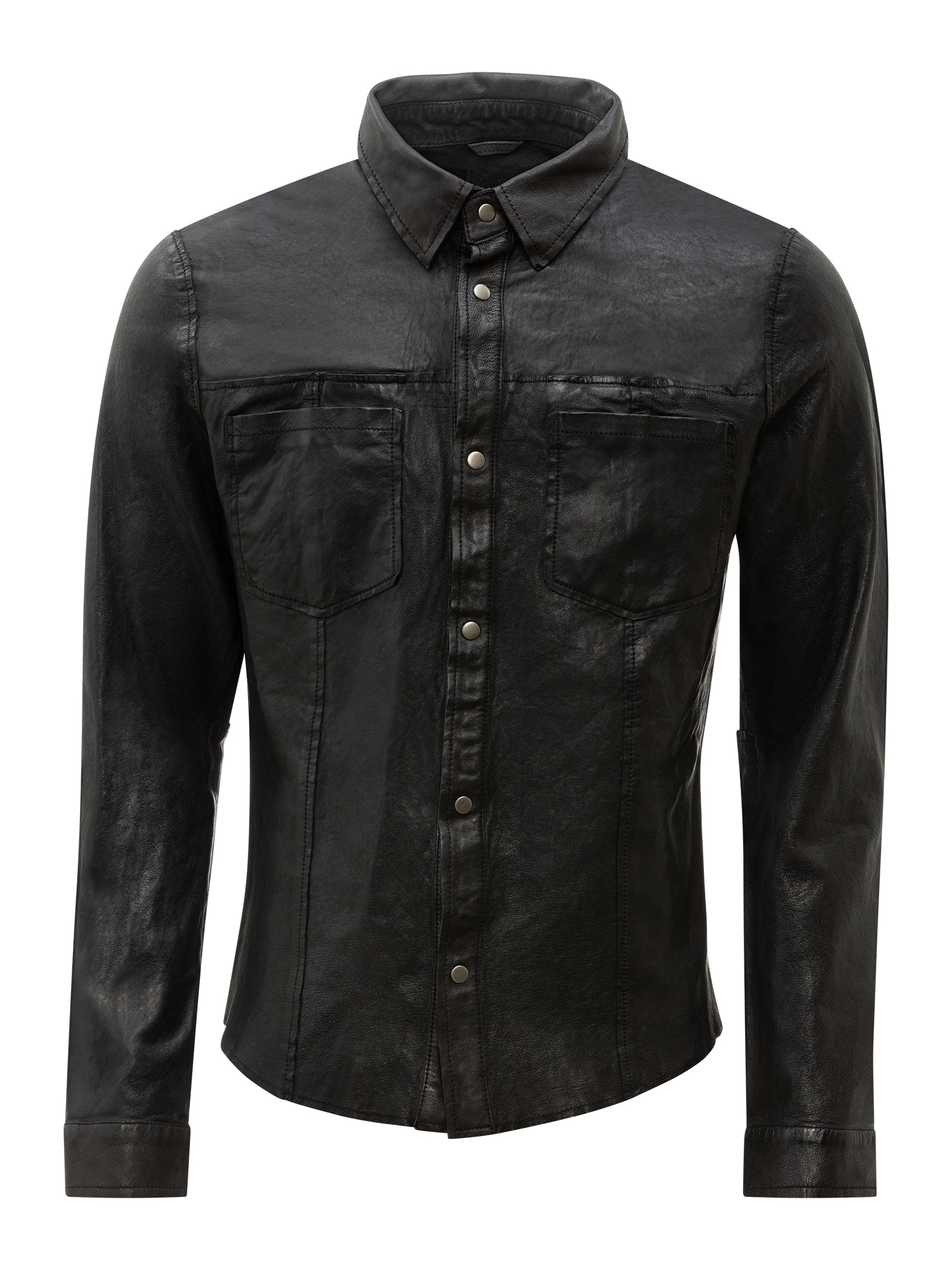 RICANO Langarmhemd "Lederjacke Reverse Shirt" Handgefertigt aus echtem Leder