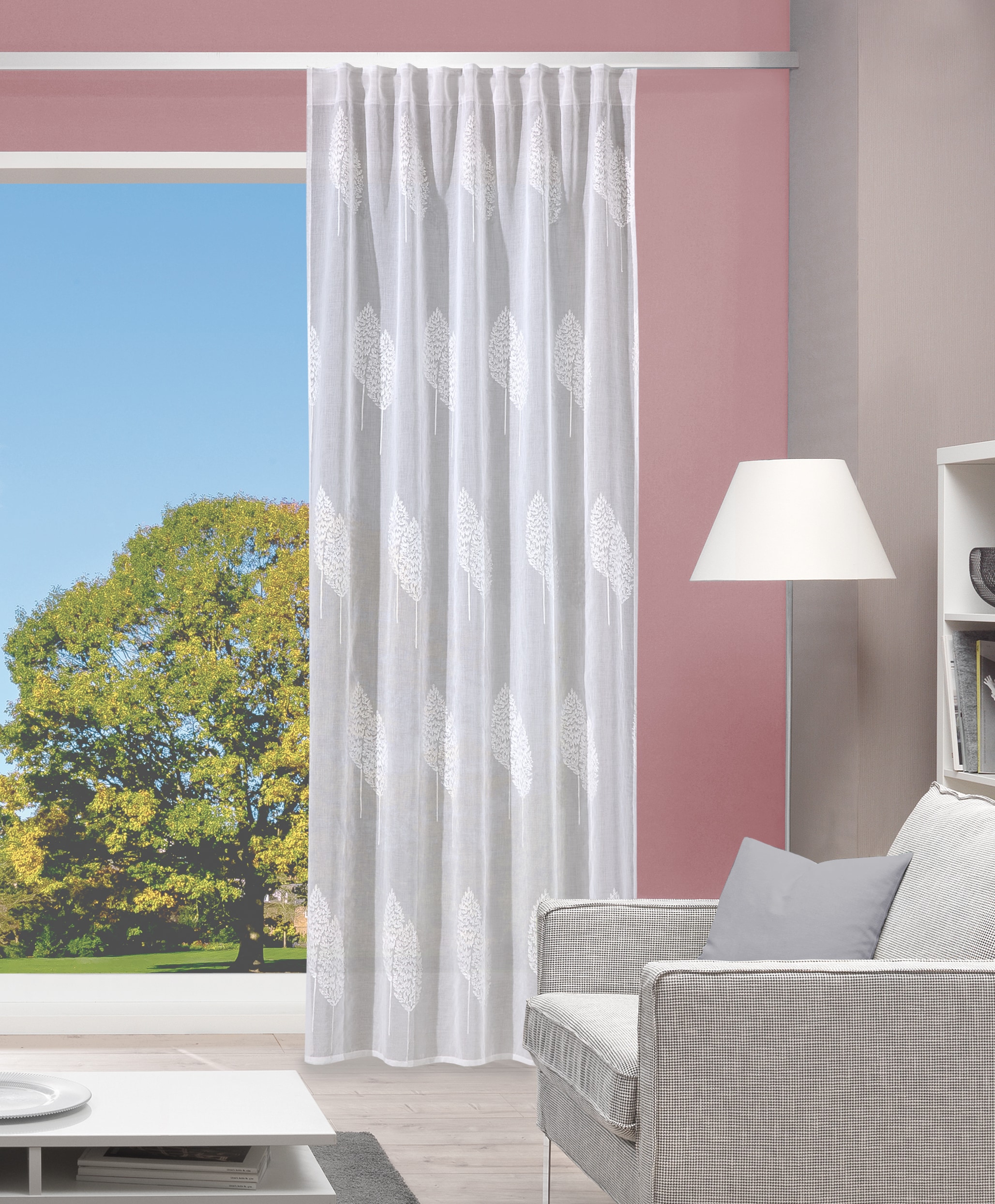 HOME WOHNIDEEN Gardine "ALAVARO" Multifunktionsband 1 Stk. tlg. Fertigschal günstig online kaufen