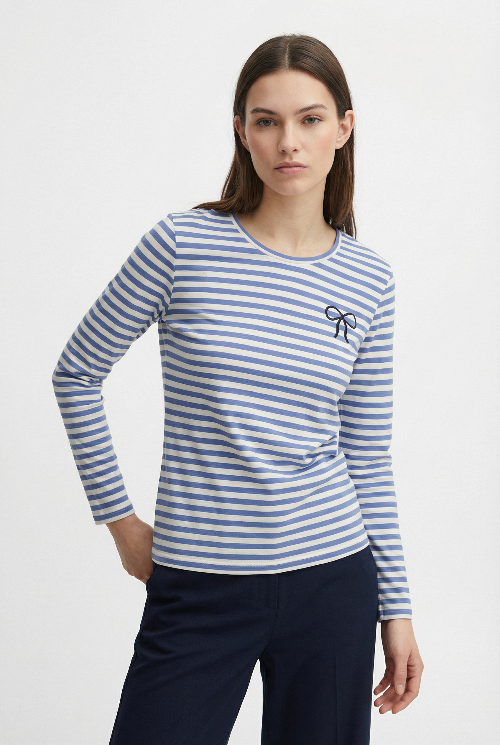 ONLY CARMAKOMA Langarmshirt "CARBODIL L/S O-NECK BLOUSE JRS" Materialmix, slim fit