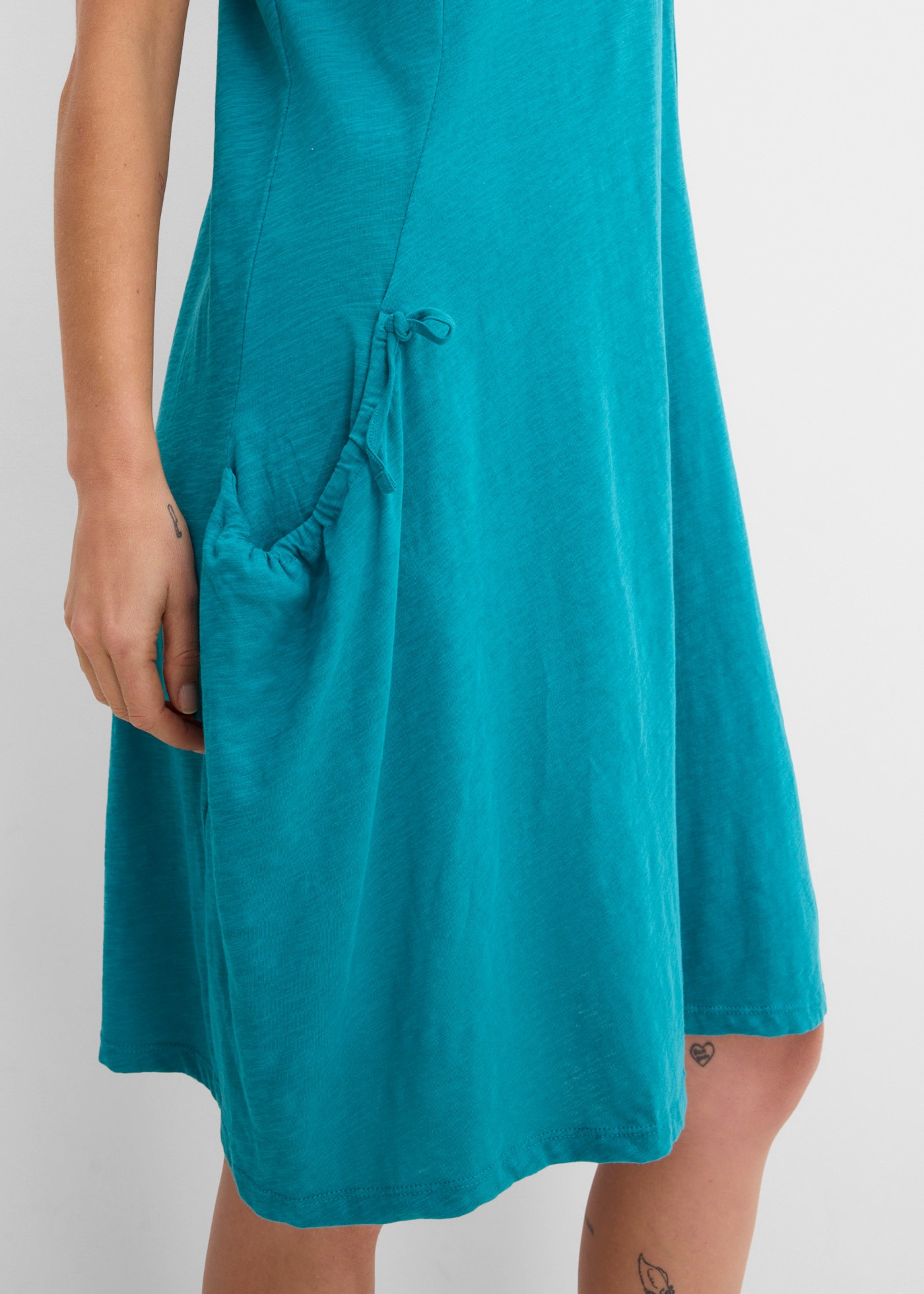 bonprix Jerseykleid »Baumwoll-Jerseykleid mit Taschen« für den Alltag, ärmellos, aus Baumwolle, in A-Linie, mit Taschen