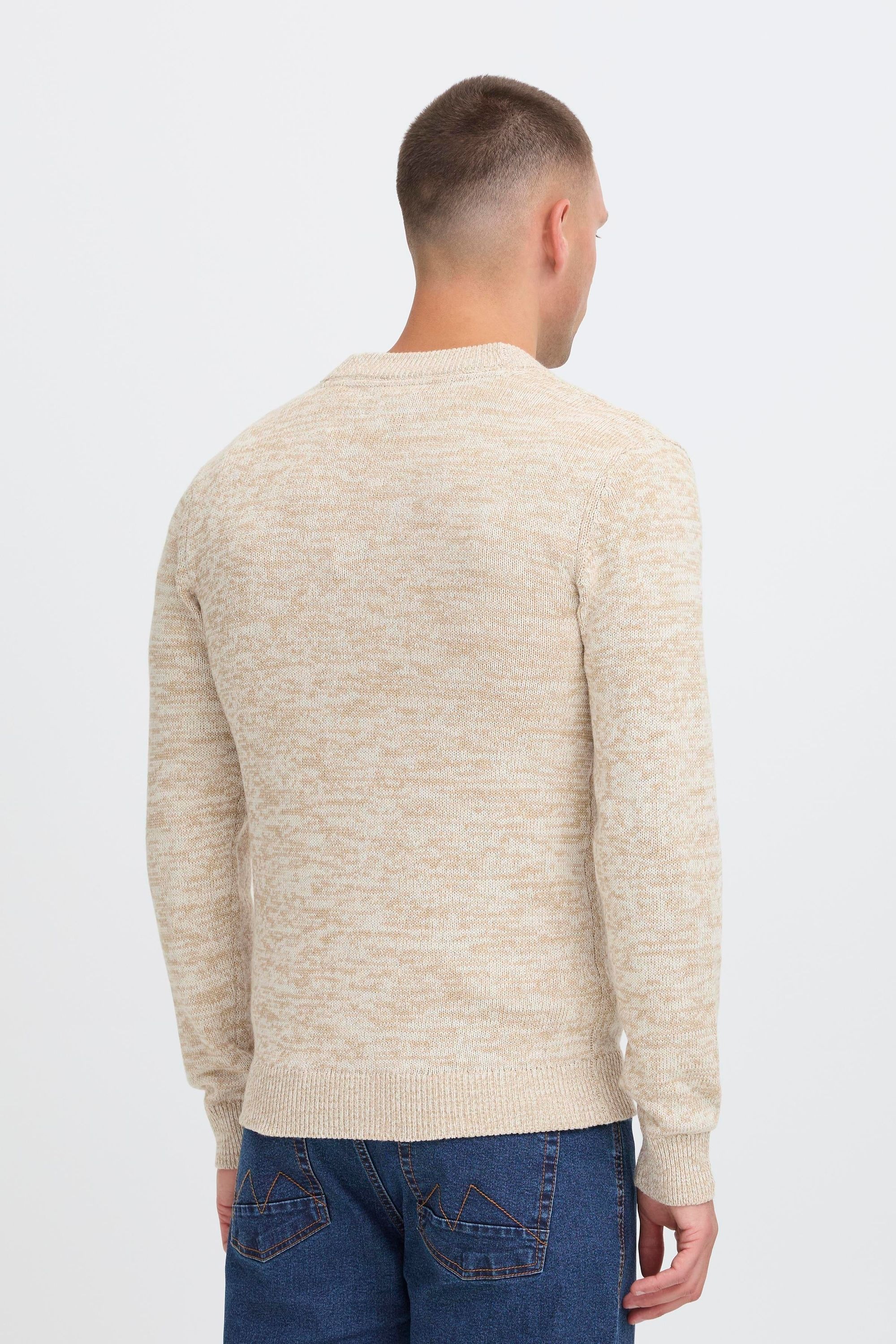 Strickjacke BLEND "BHDamon", Herren, Gr. 3XL, bone weiß, Grobstrick, 70% Baumwolle, 30% Polyester, meliert, normal normal, V-Ausschnitt, Rippstrickbündchen, Strickjacken Strickjacke, Gemütliche Strickjacke mit Knopfleiste 3