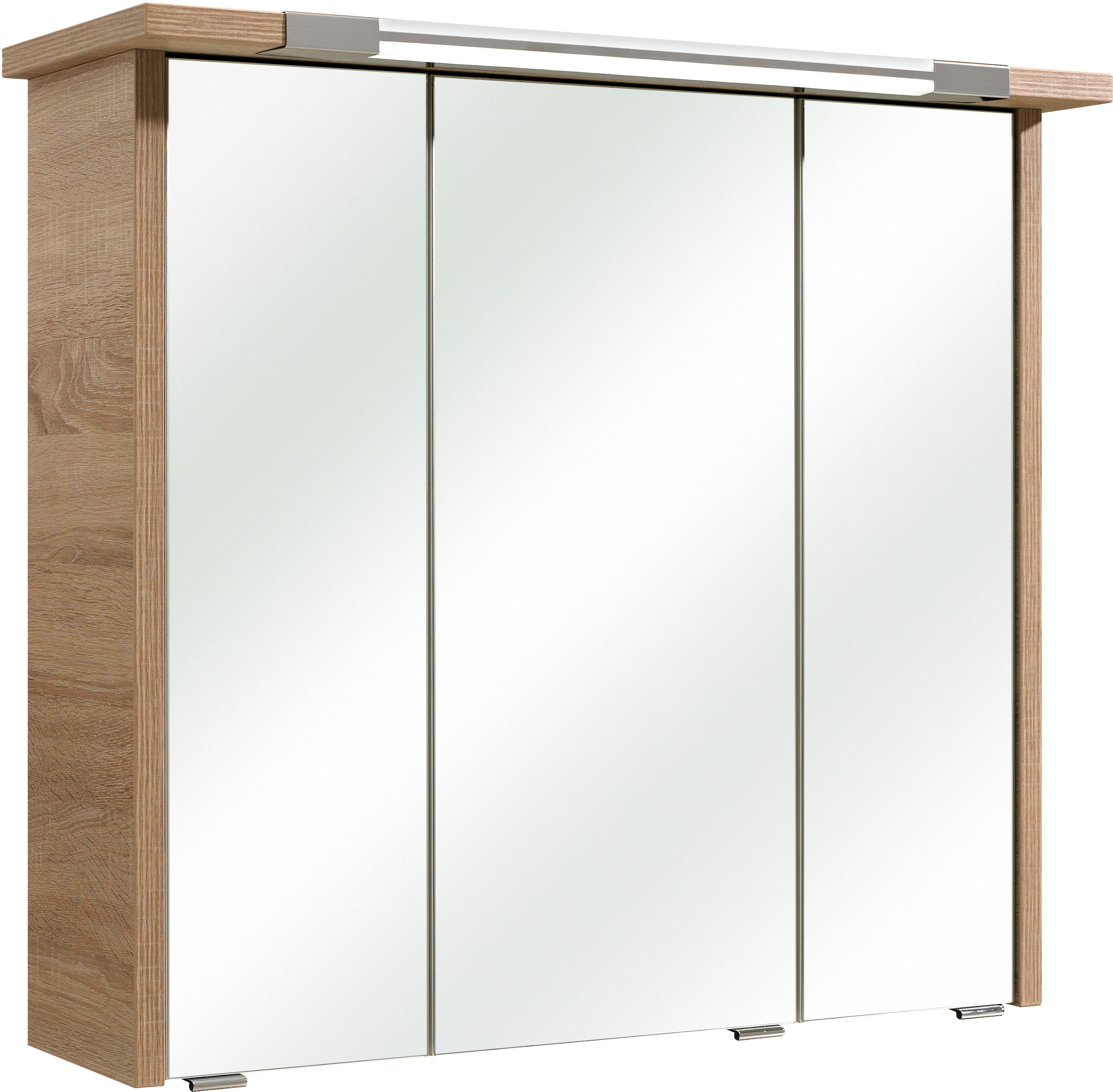 Saphir Spiegelschrank "Quickset 382 Badschrank, 3 Spiegeltüren, 6 Einlegeböden, 75 cm breit", inkl. LED-Beleuchtung, Tür