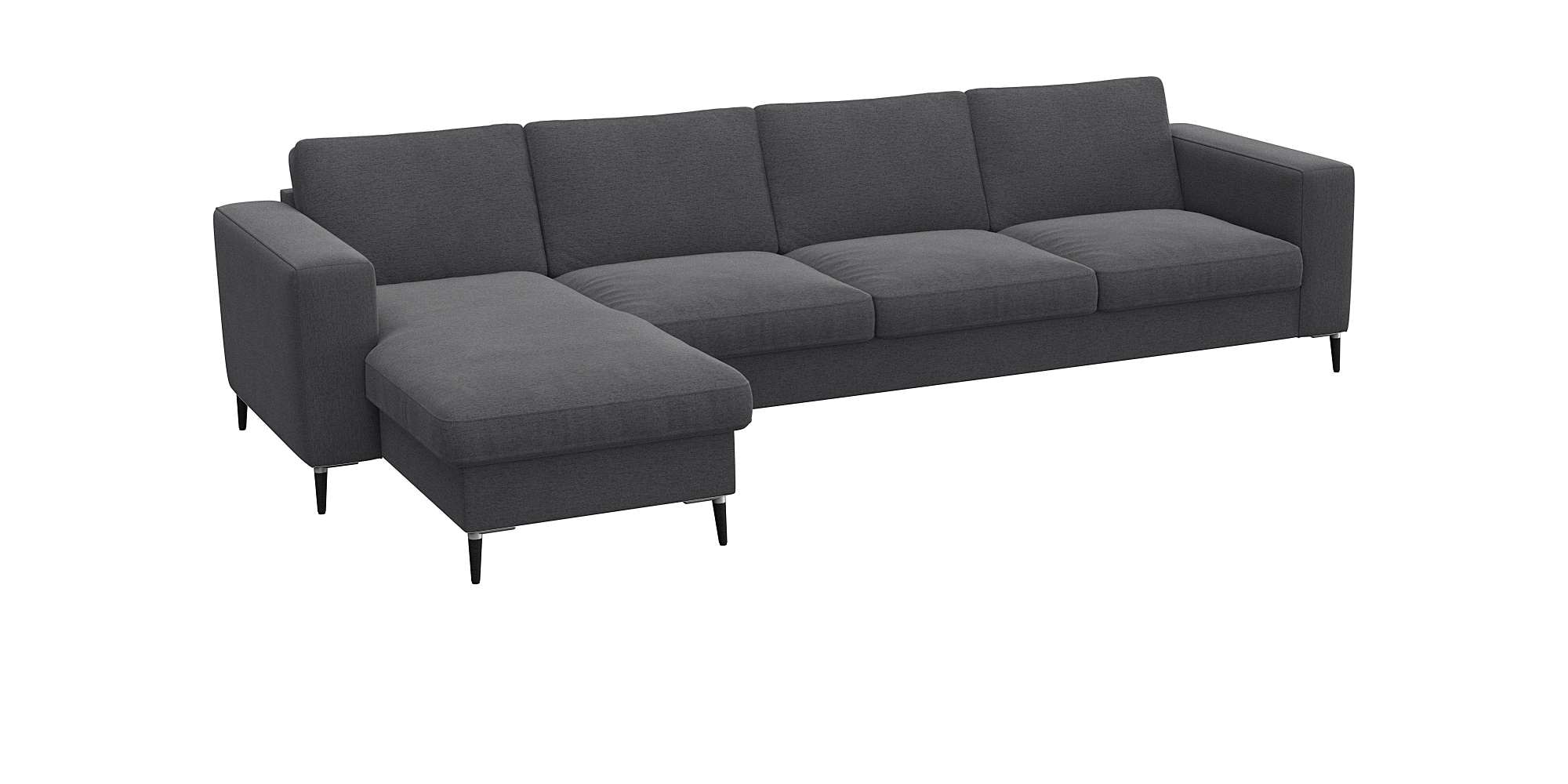 FLEXLUX Ecksofa »Fiore, L-Form«, breite Armlehnen, Kaltschaum, Füße Alu+schwarz