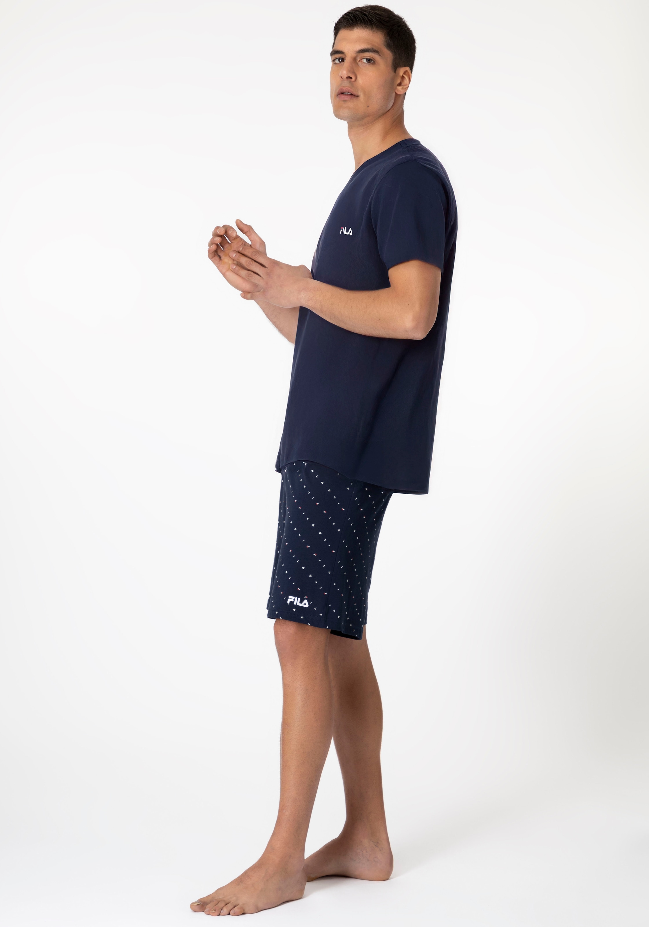 Fila Shorty "MAN JERSEY PYJAMAS" 2 Stk. tlg., Hose gepunktet mit Gummizug, günstig online kaufen