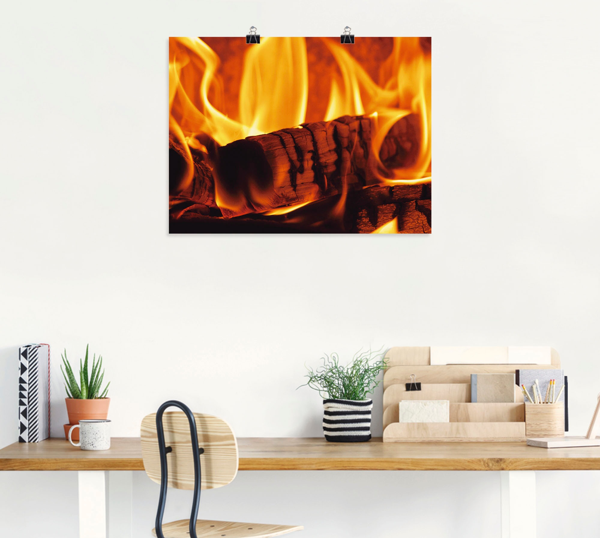 Poster ARTLAND "Kaminfeuer 3", orange (farbe bild(er): orange), B:40cm H:30cm, Bilder, Poster, ohne Rahmen 2