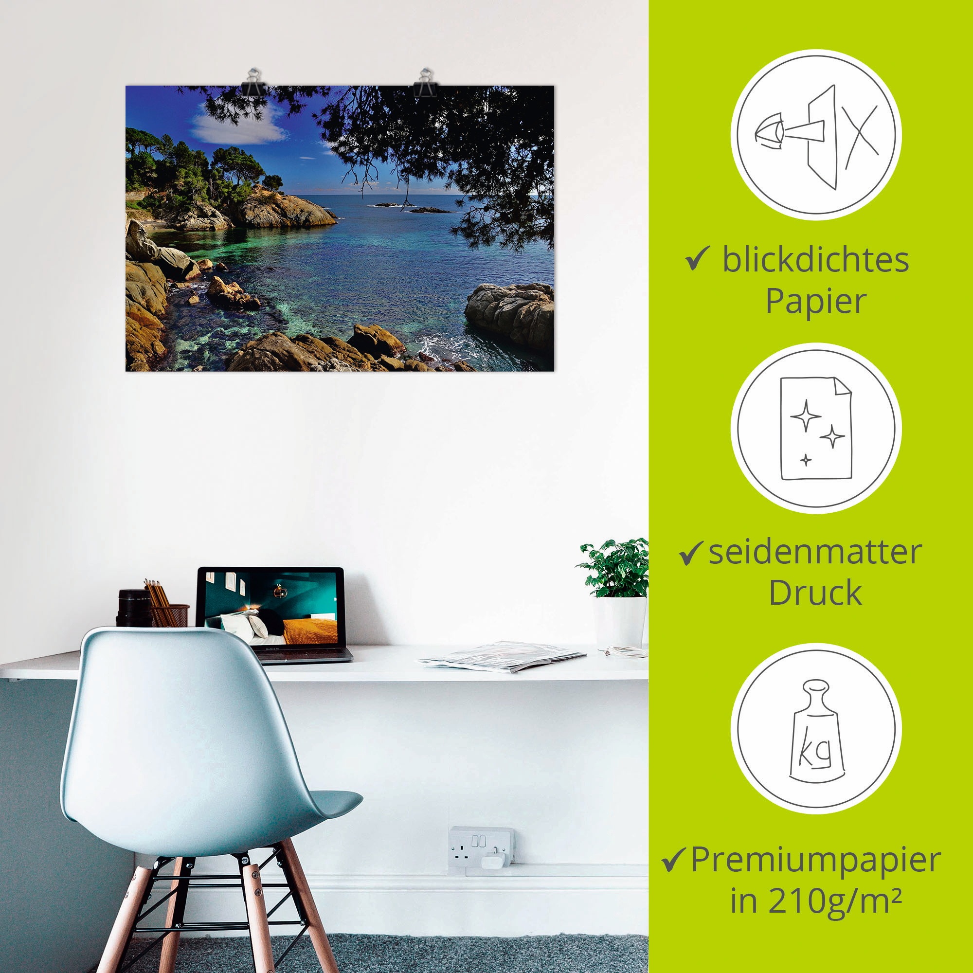 Artland Poster »Bucht an der Costa Brava«, Küste, (1 St.), als Alubild, Leinwandbild, Wandaufkleber oder Poster in versch. Größen