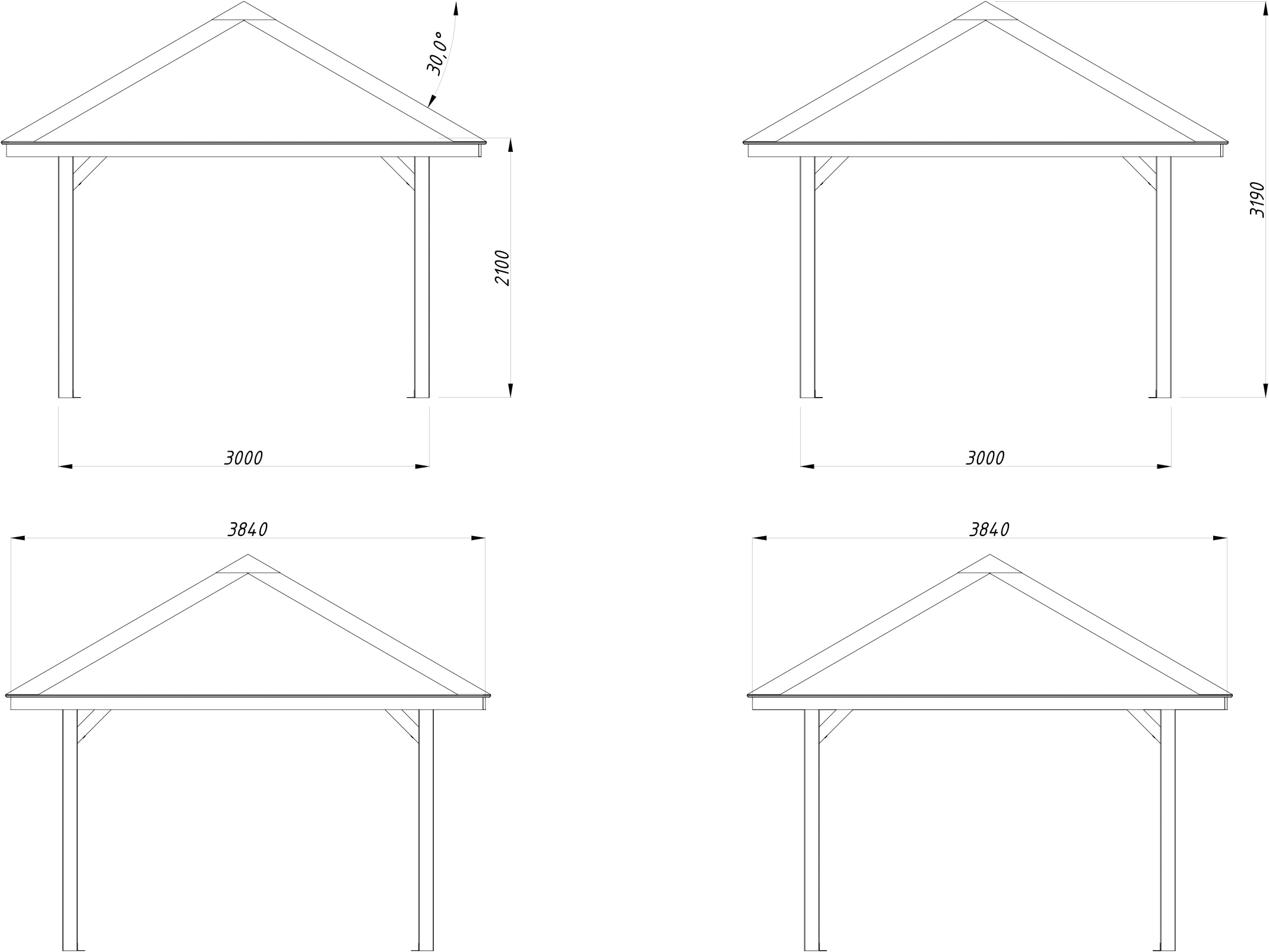Palmako Holzpavillon »Bianca 8,3 m²« BxTxH: 384x384x319 cm