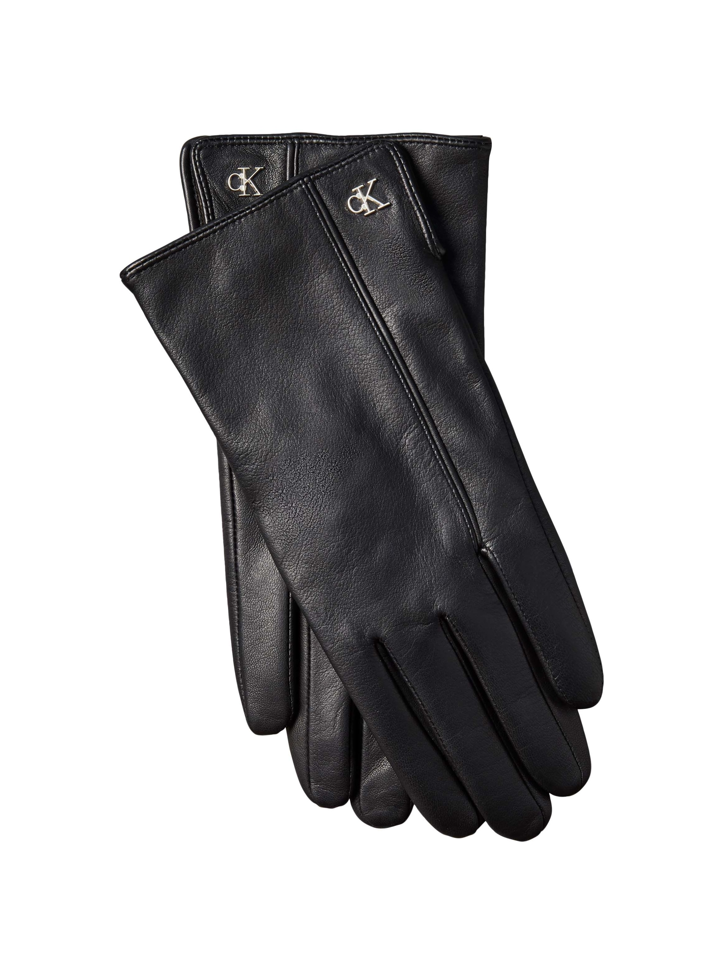 Calvin Klein Lederhandschuhe "METAL CK LEATHER GLOVES" aus Schaf-Nappaleder