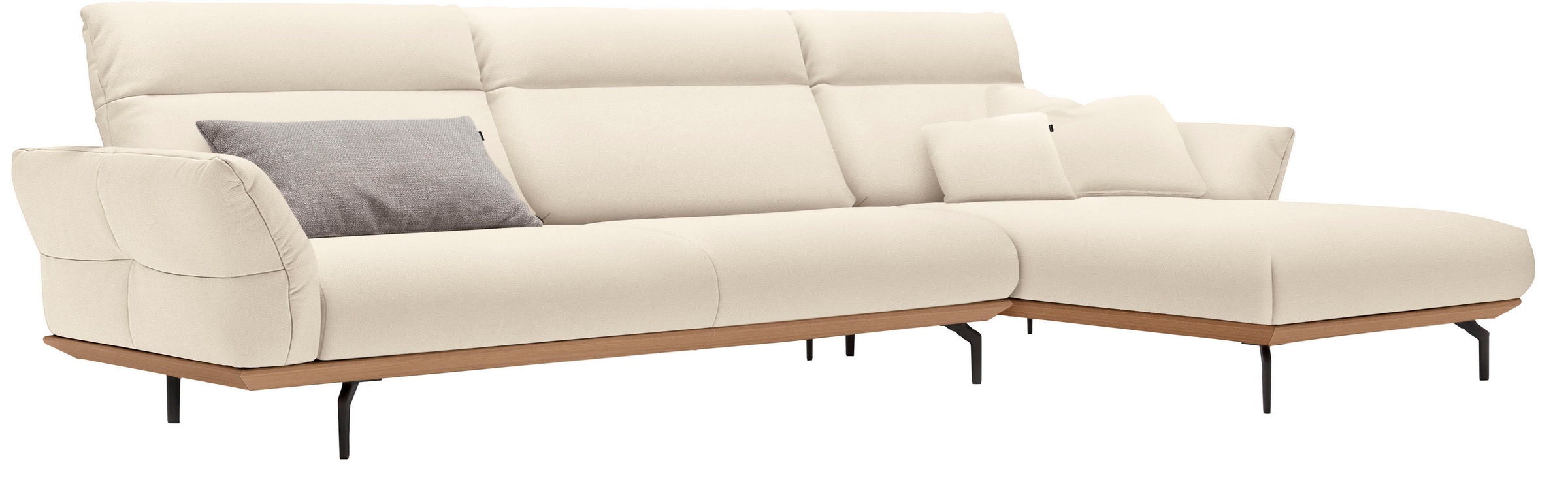 Creation BY ROLF BENZ Ecksofa »CR.460«, Sockel in Eiche, Winkelfüße in Umbragrau, Breite 338 cm