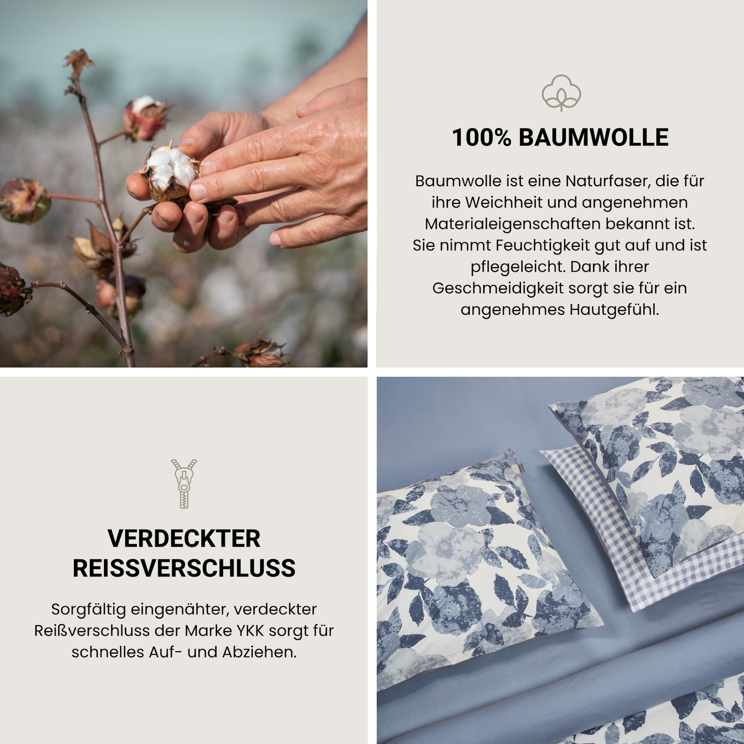 Schiesser Wendebettwäsche »Elisa aus weicher Baumwolle mit hübschen Blumenmotiv« 2 Stk. OEKO-TEX® MADE IN GREEN