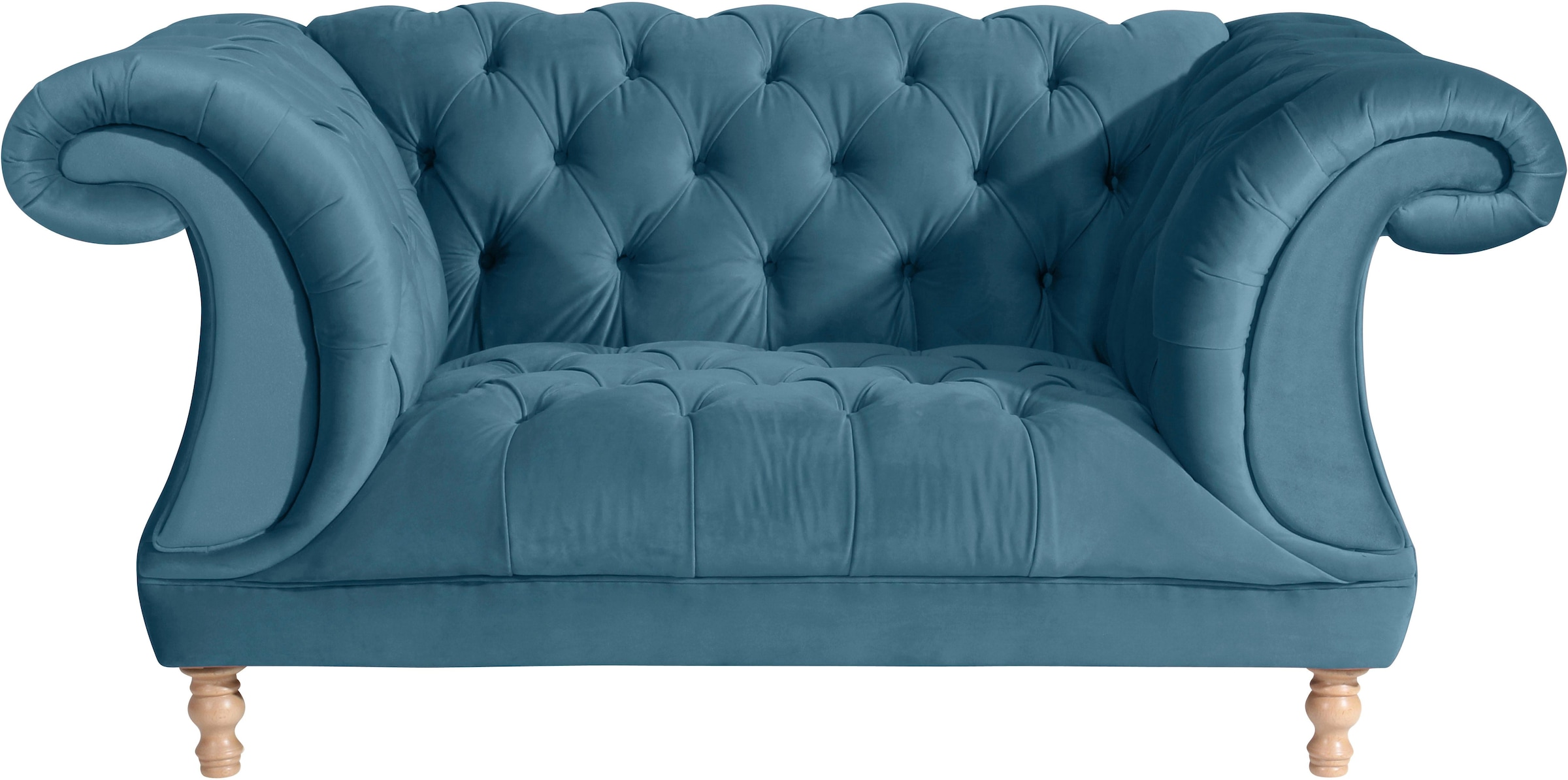 Max Winzer Loveseat "Isabelle, Loungesessel", mit Knopfheftung & gedrechselten Füßen in Buche natur, Breite 167 cm