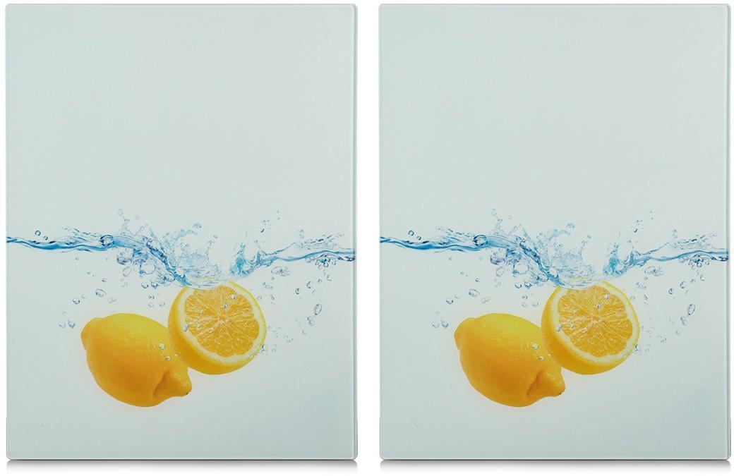 Zeller Present Schneide- und Abdeckplatte "Lemon Splash", (Set, 2 tlg.), aus ESG-Sicherheitsglas hergestellt