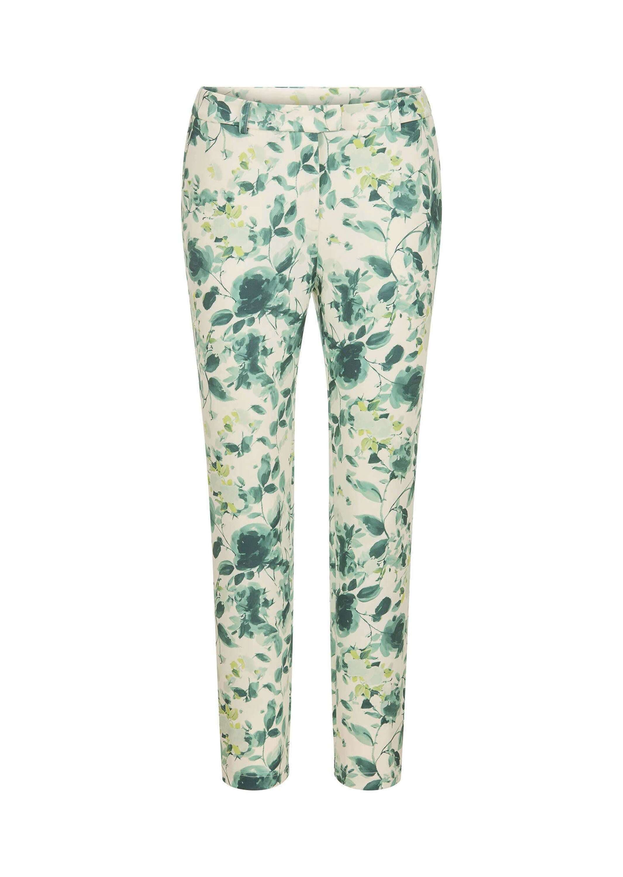 GOLDNER Stoffhose "Jerseyhose mit floralem Design" pflegeleichte Stretchqualität