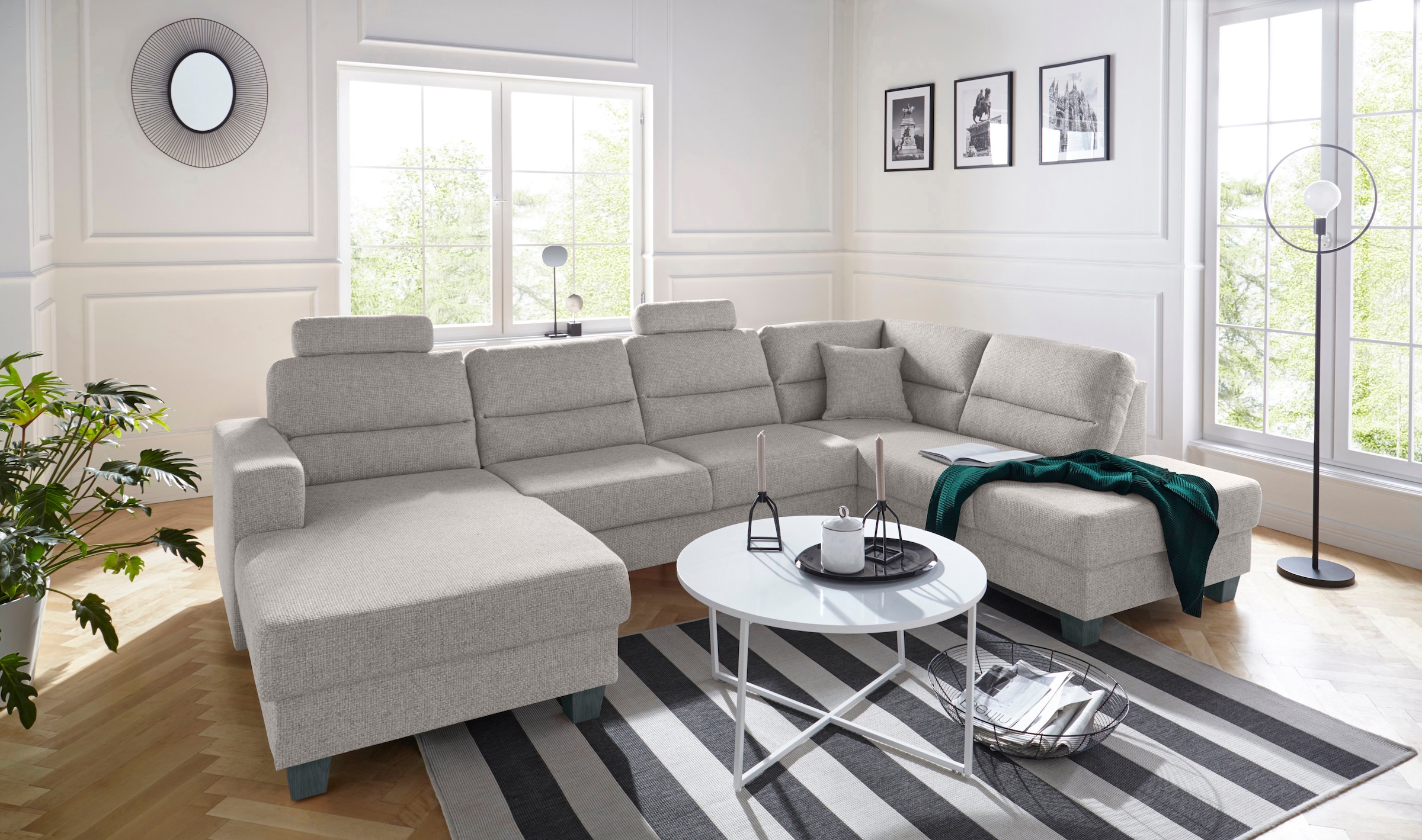 TRENDMANUFAKTUR Wohnlandschaft »Chamber, U-Form«, inklusive zwei Kopfstützen, wahlweise mit Bettfunktion