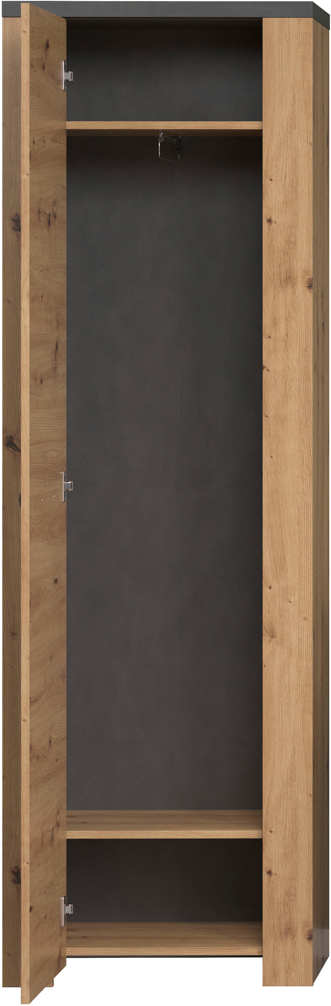 Home affaire Hochschrank »Ambres«, (1 St.), matte Echtholzoptik, ca. 62 cm breit, ausziehbare Kleiderstange