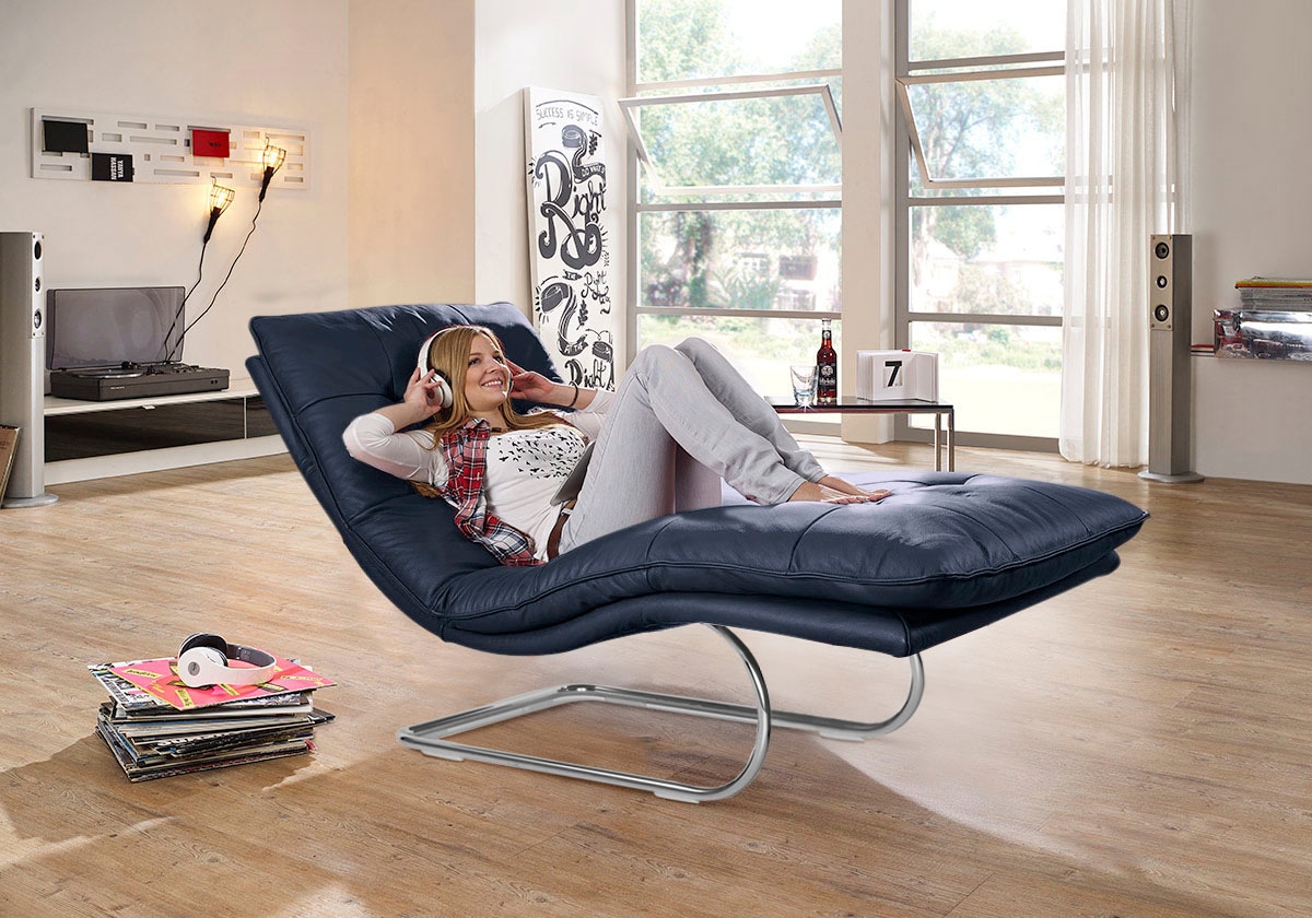 W.SCHILLIG Relaxliege "daily dreams" in Waffelkissen-Optik, wahlweise mit Motor, Freischwingergestell