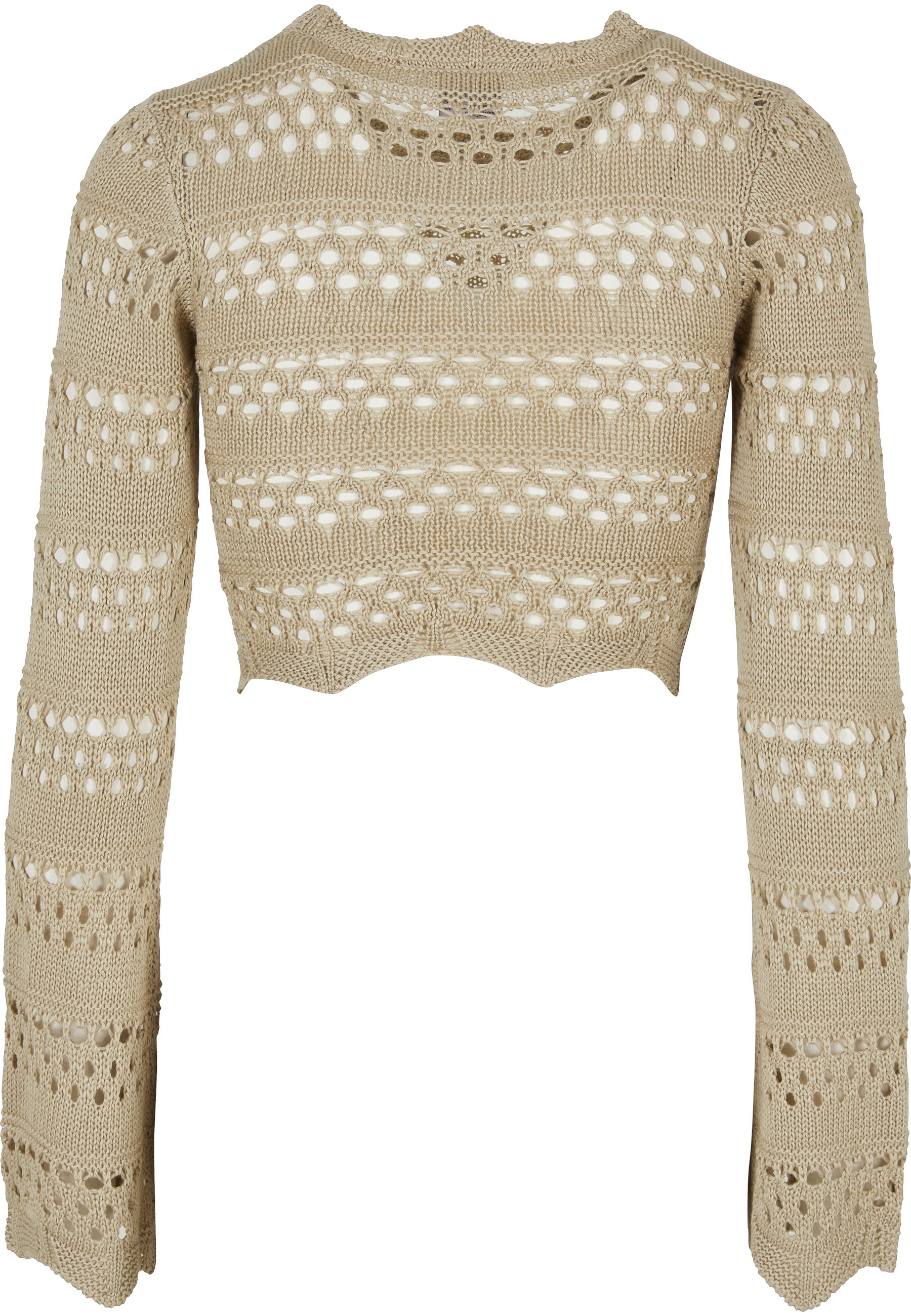 URBAN CLASSICS Rundhalspullover »Urban Classics Damen Ladies Cropped Crochet Knit Sweater« 1 Stk.