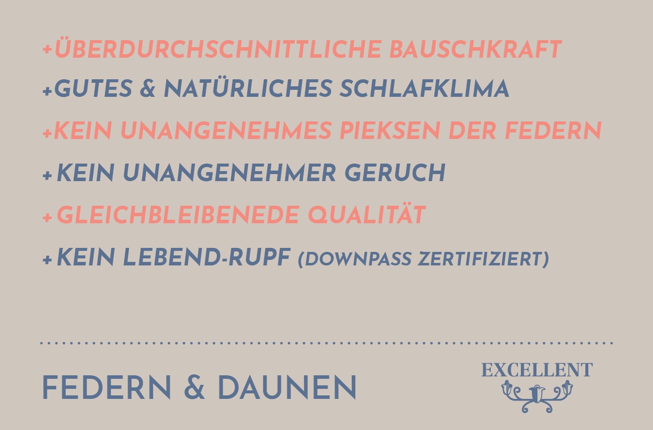 Excellent 3-Kammer-Kopfkissen »Venedig Kissen erhältlich im Einzel- oder Doppelpack!«, Füllung: 60% Daunen Außenkammer, Bezug: 100% Baumwolle, hergestellt in Deutschland, allergikerfreundlich.