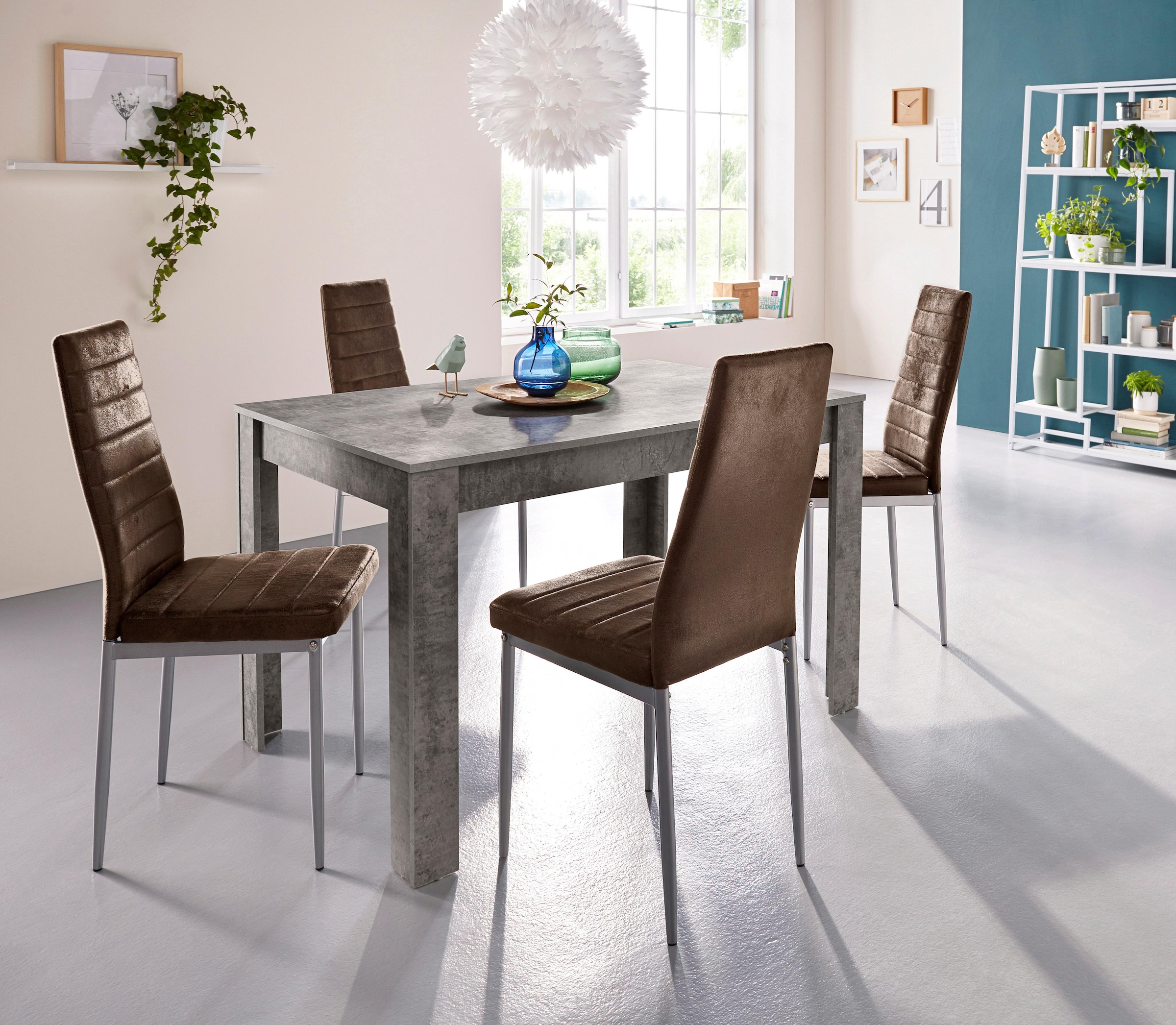 INOSIGN Essgruppe "mit Tisch und 4 Stühlen", (Set, 5 tlg.), Tischbreite 120 cm Esszimmer Set, Tischgruppe