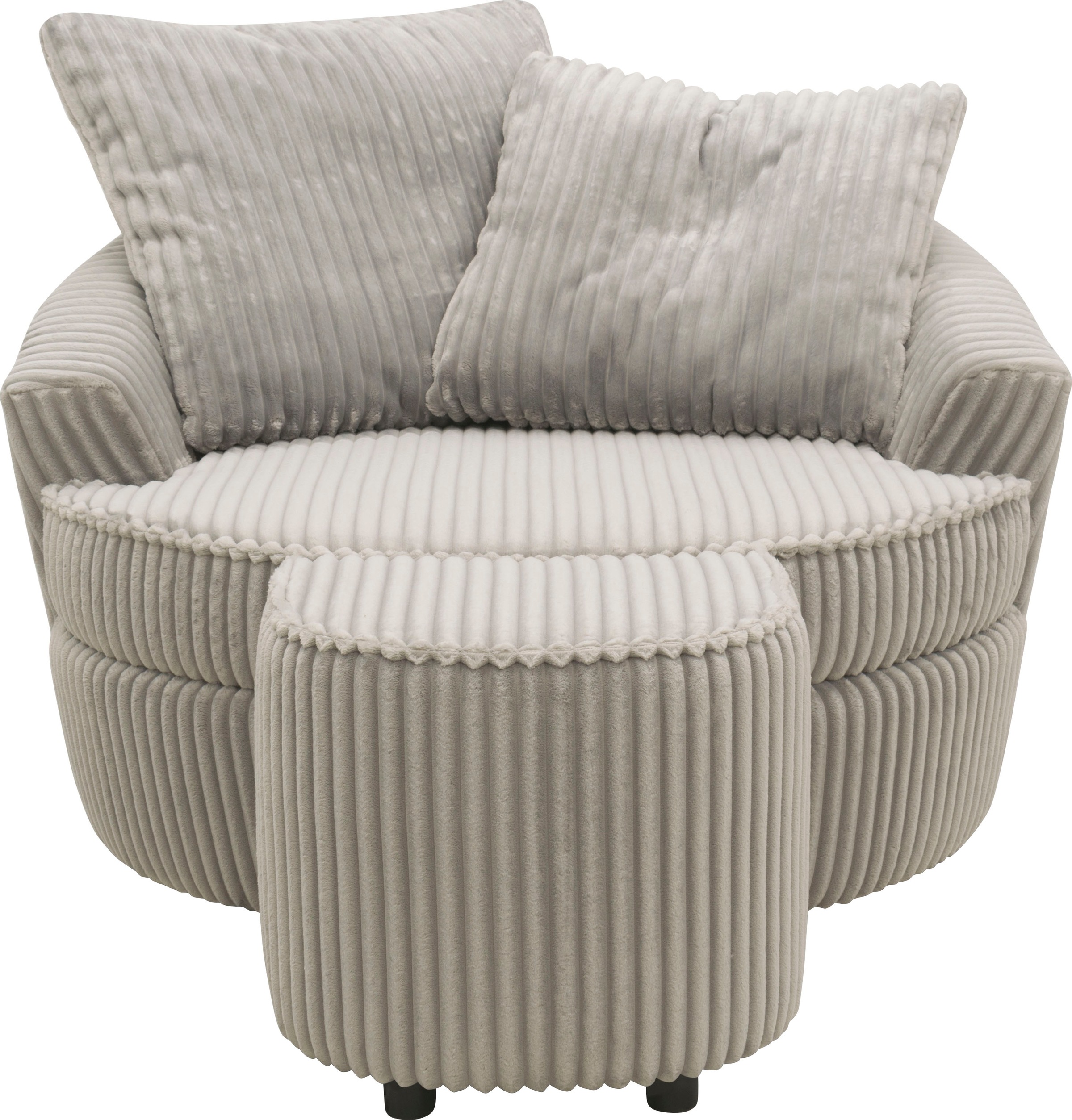 INOSIGN Drehsessel »AMECA, Relaxsessel mit Drehfunktion und Hocker, 122 x 126 x 76 cm,«, (Set, 2 St.), Love-Seat XXL und Lesesessel in Megacord