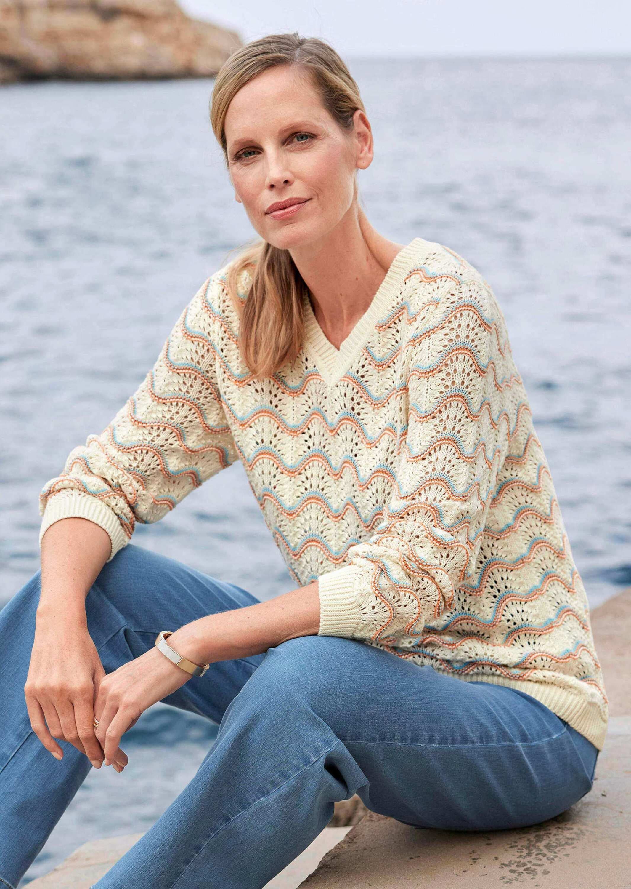 GOLDNER Rundhalspullover »Kurzgröße Eleganter Ajour-Pullover«