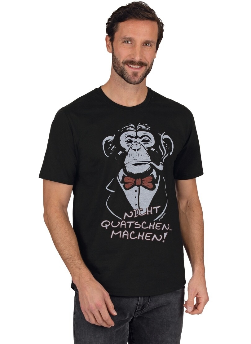 Trigema T-Shirt »TRIGEMA T-Shirt mit Affen-Druckmotiv und Spruch«, (1 tlg.)
