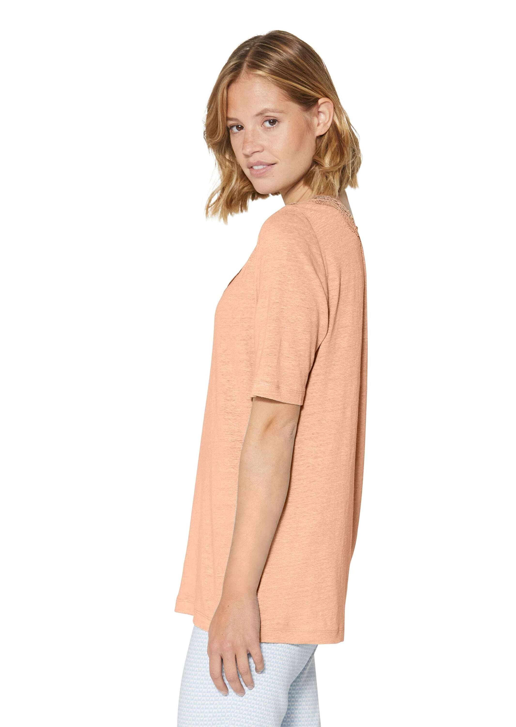 MADELEINE Kurzarmshirt »Shirt Kurzarm Leinen-Shirt mit Spitzenbesatz«