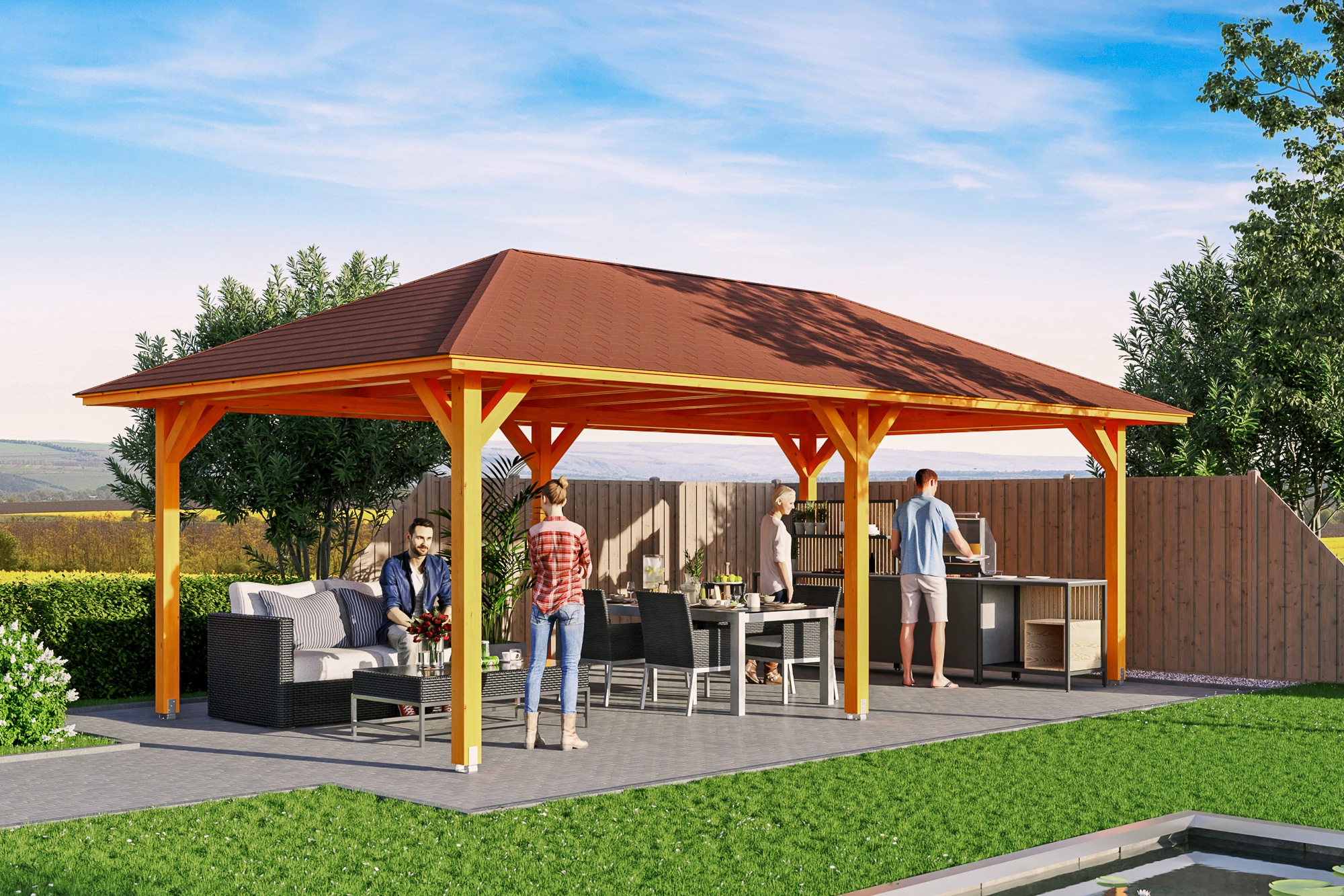 Skanholz Holzpavillon »Orleans 2«, Leimholz, 359 x 706 cm