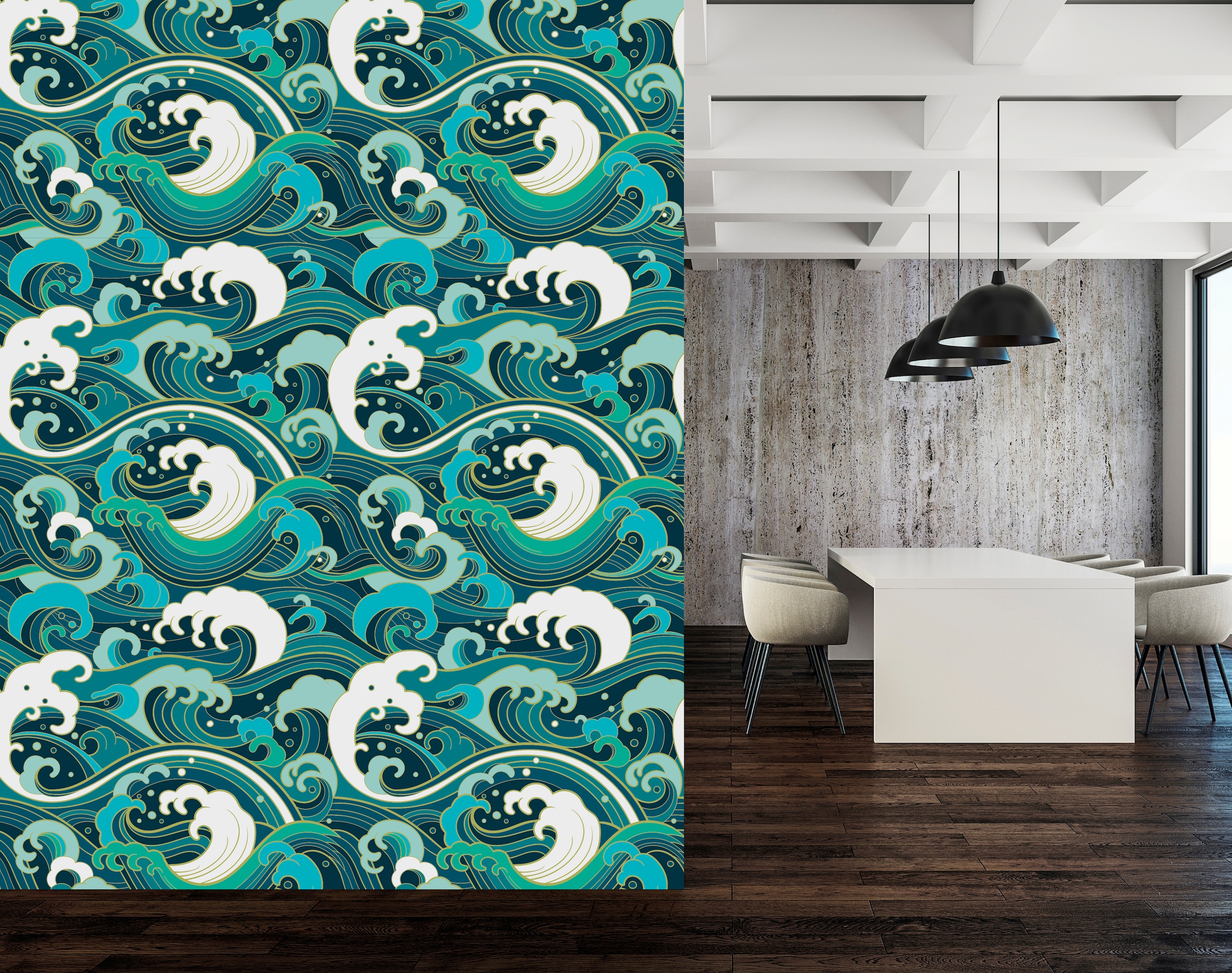 queence Vinyltapete »Gesa« Meer | Motiv | Strand | bedruckt | gemustert | naturalistisch glatt 90x250cm, selbstklebend, kinderleichte Anbringung, , Sticker