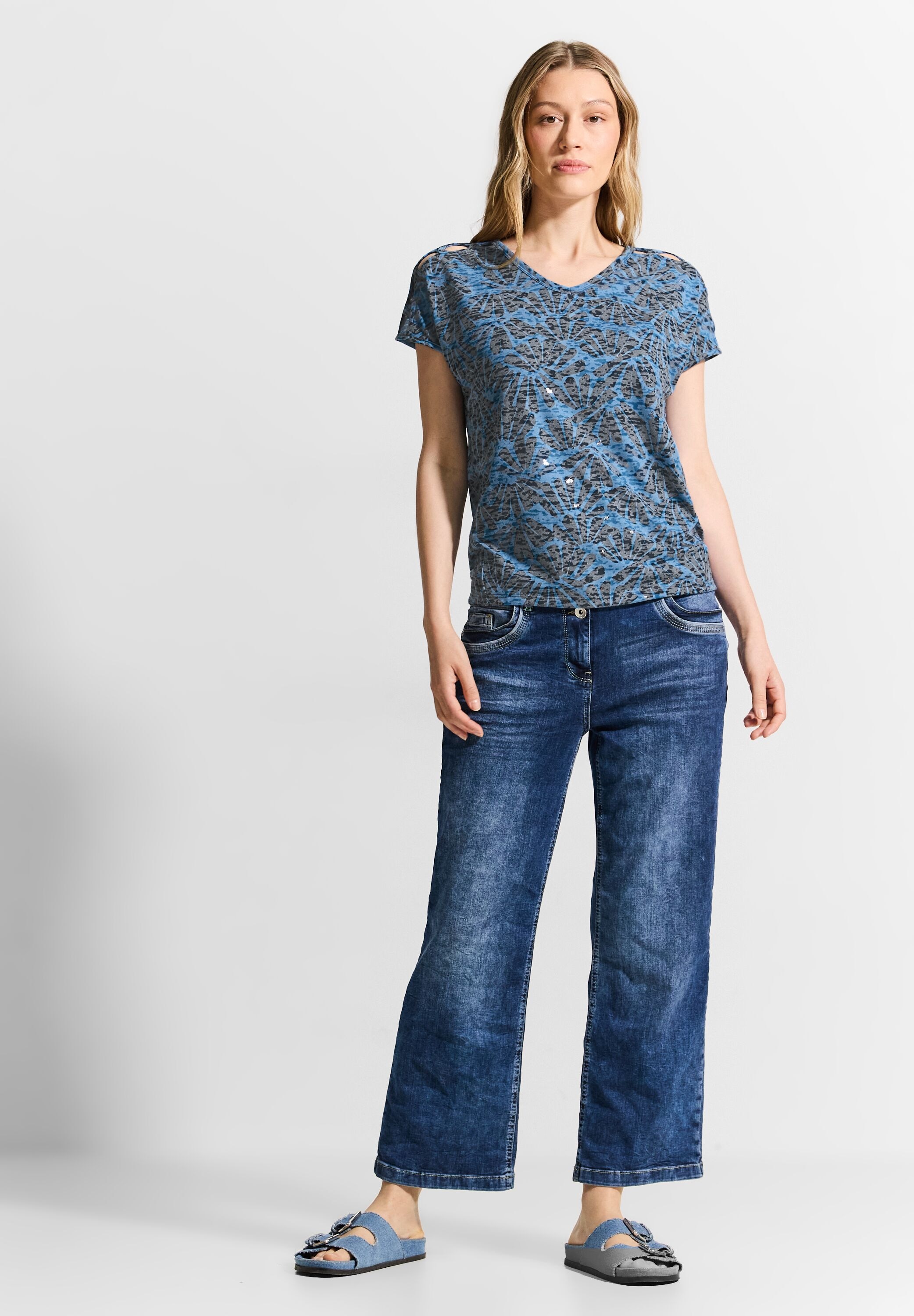 Cecil T-Shirt, mit Burnout-Optik