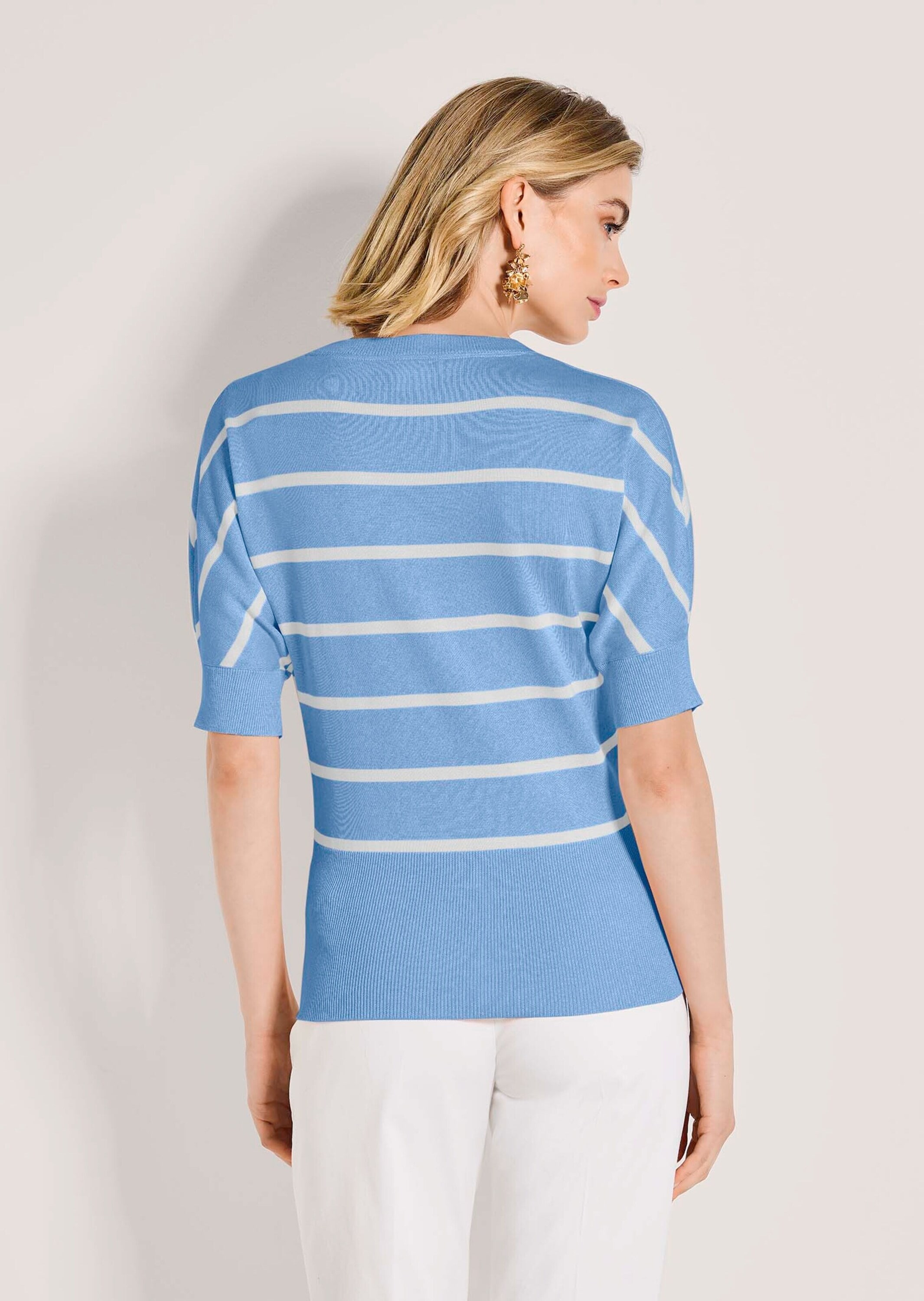 MADELEINE Longpullover »Strickpullover Ringelpullover im maritimen Look« hoher Saumbund