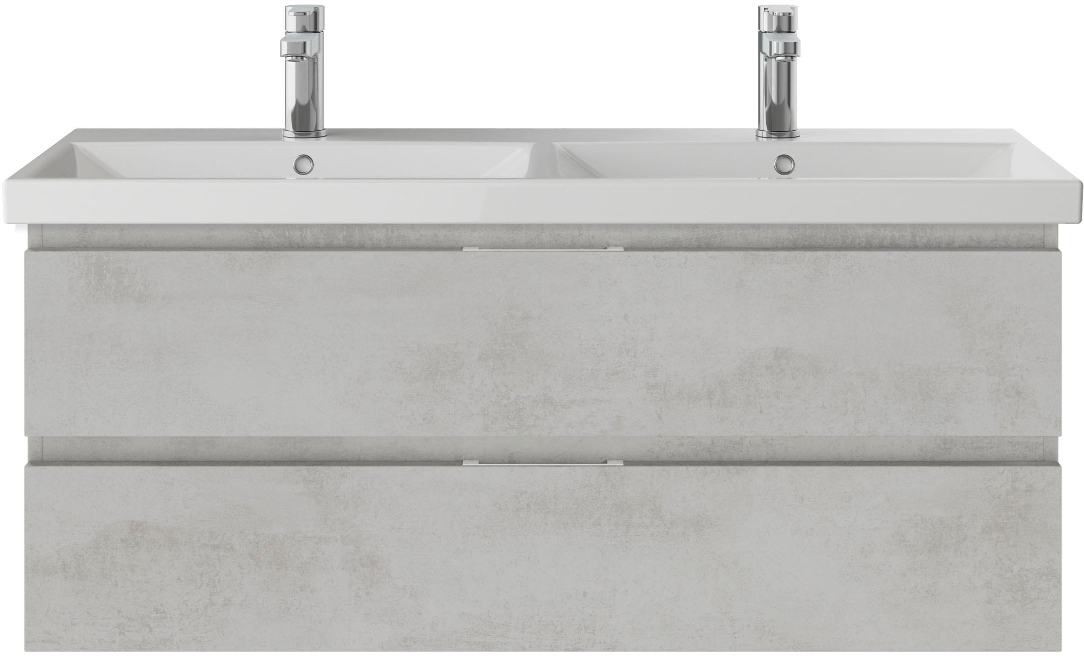 Saphir Badmöbel-Set »Serie 4035 2-teilig, Keramik-Doppelwaschtisch mit LED-Spiegelschrank«, (Set), Doppel-Waschplatz inkl Türdämpfer, 120 cm breit, 2 Schubladen, 3 Türen