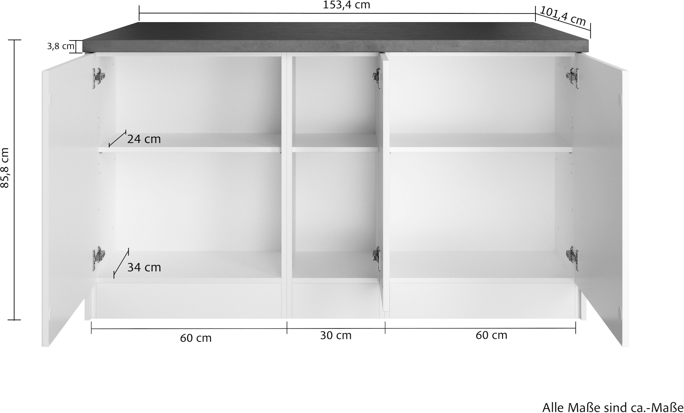 KOCHSTATION Kücheninsel »KS-Lani, Breite 153 cm, mit Flaschenregal«, MDF-Fronten, Arbeitsplatte 38mm stark