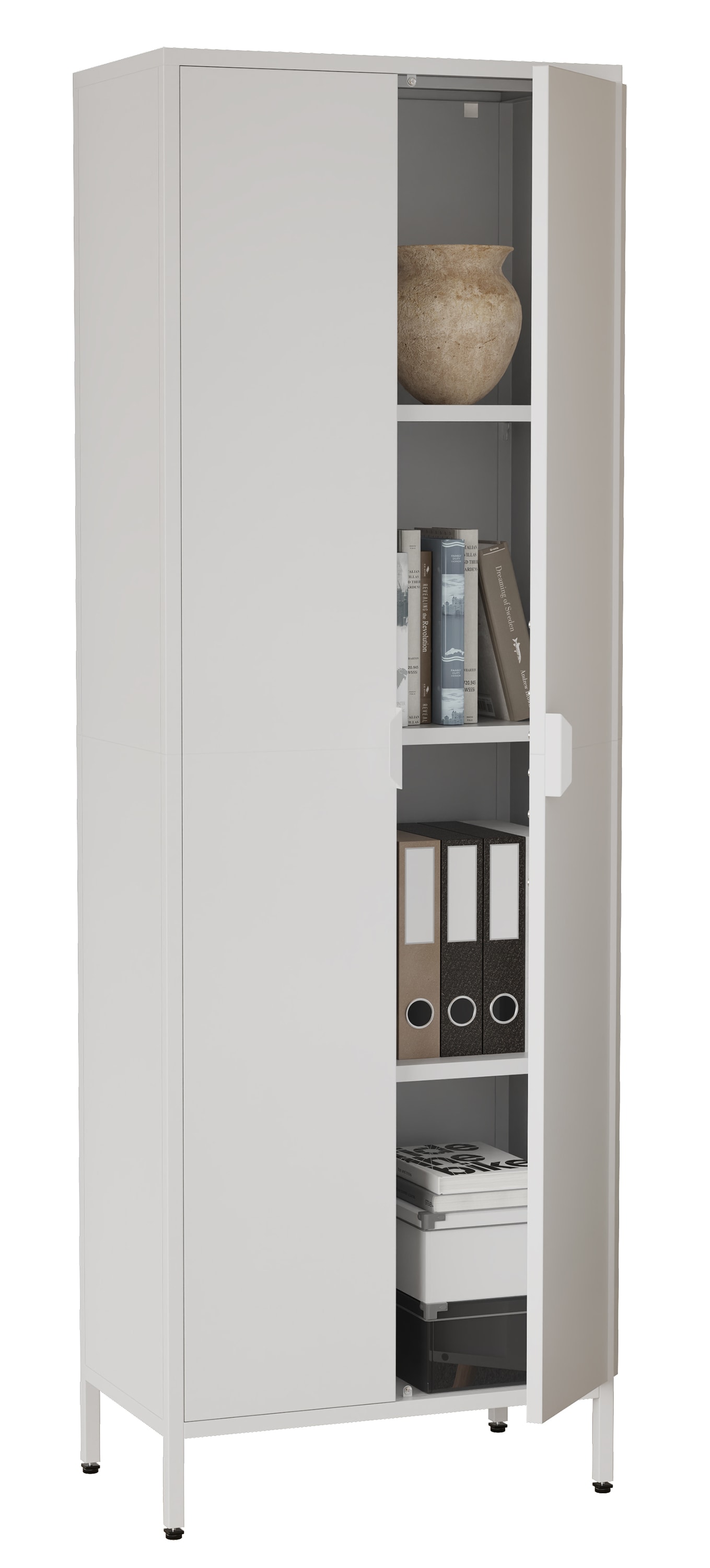 VCM Aktenschrank »VCM Büroschrank mit 4 Fächern | Bücherschrank | Metallschrank | Maße ca. H. 180 x B. 60 x T. 35 cm - Flokas XL«, (1 St.)
