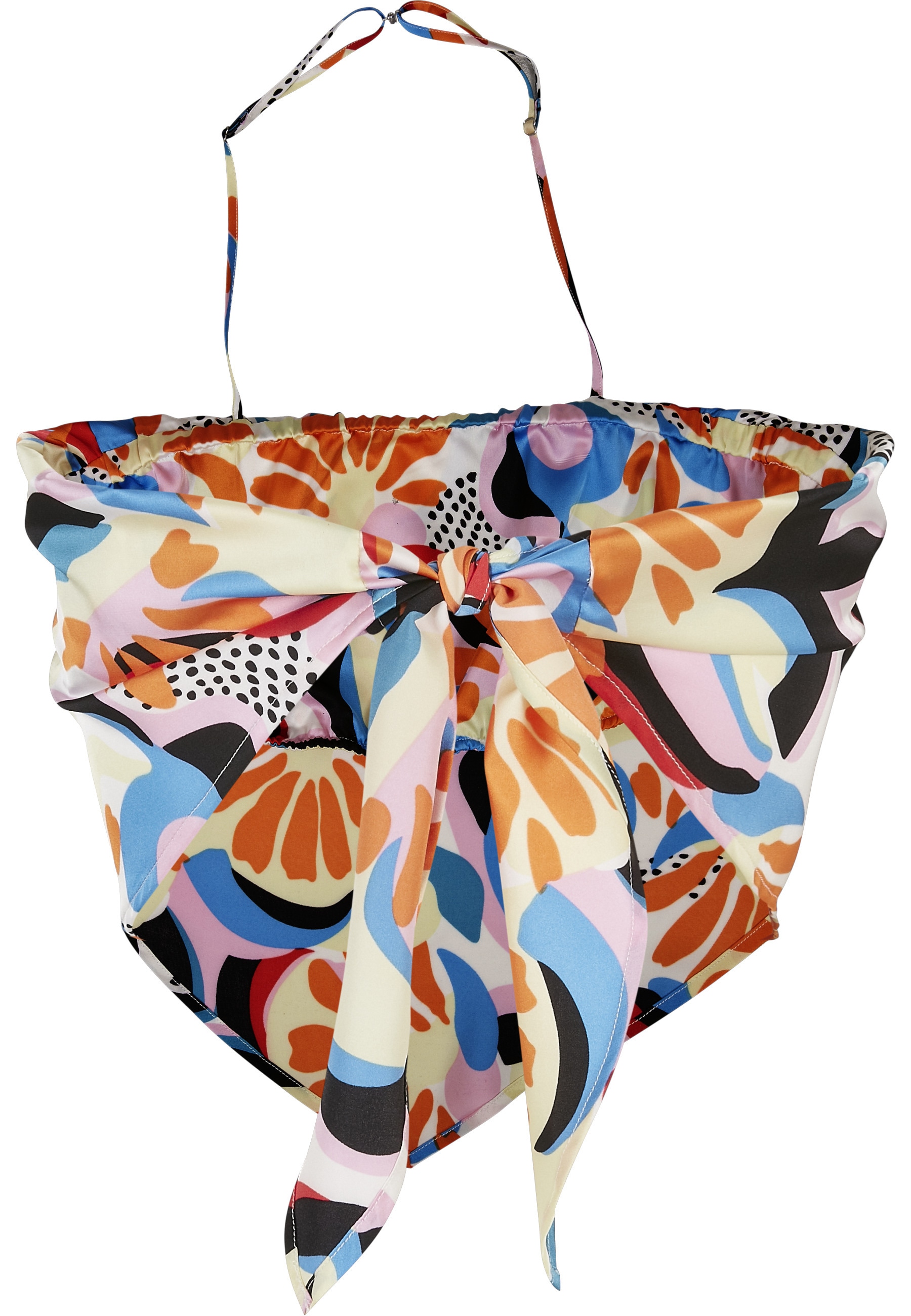 URBAN CLASSICS T-Shirt »Urban Classics Damen Ladies Cropped AOP Satin Triangle Top« 1 Stk.