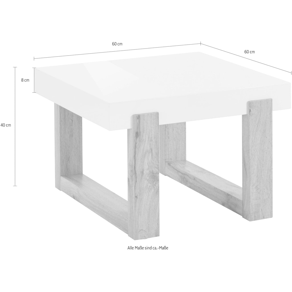 INOSIGN Couchtisch »Solid«, mit schönem Holzgestell und hochglanzfarbener, weißer Tischplatte, in zwei unterschiedlichen Größen